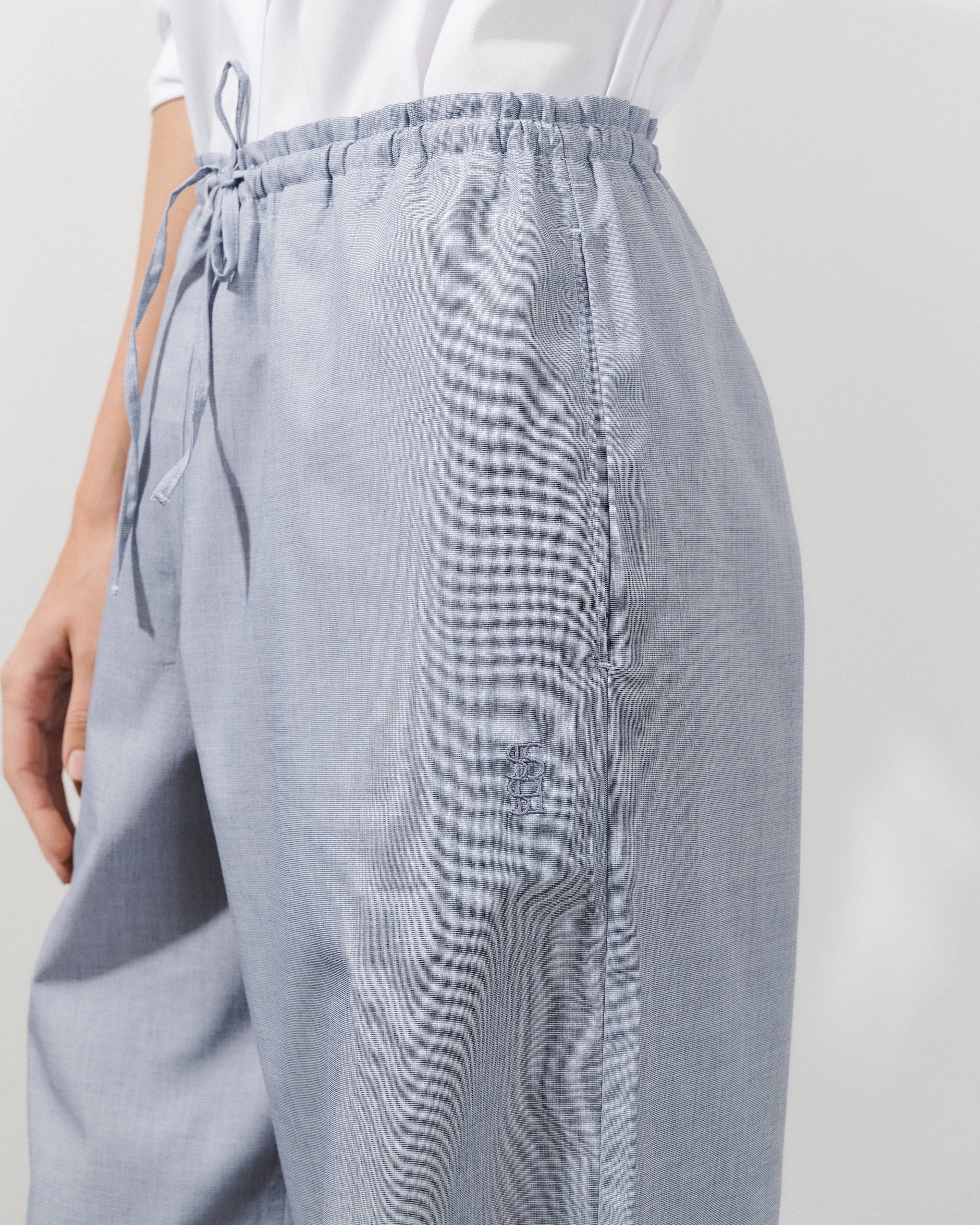  Pantalon en popeline de coton gris Lou