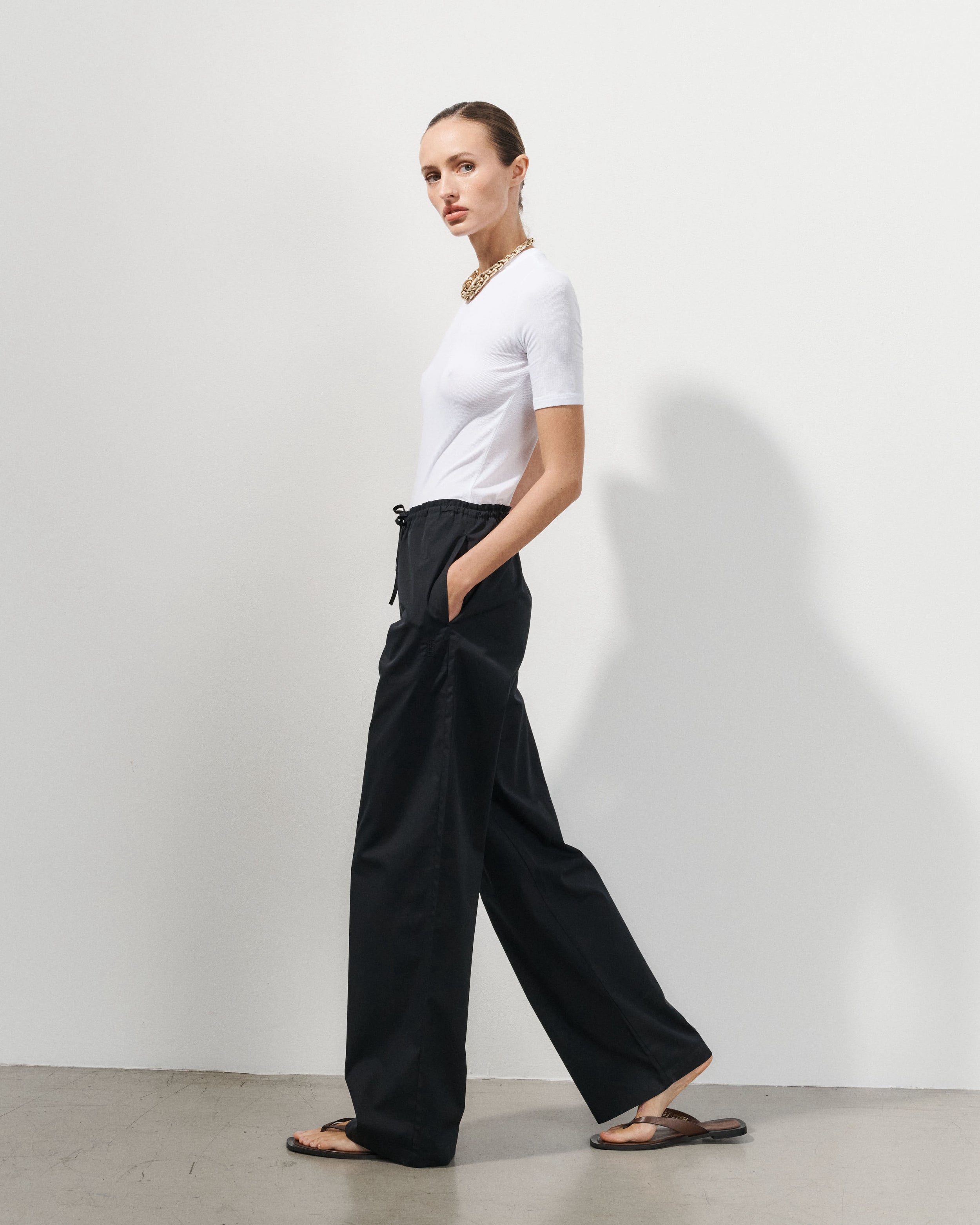 Lou Black Cotton Satin Pants