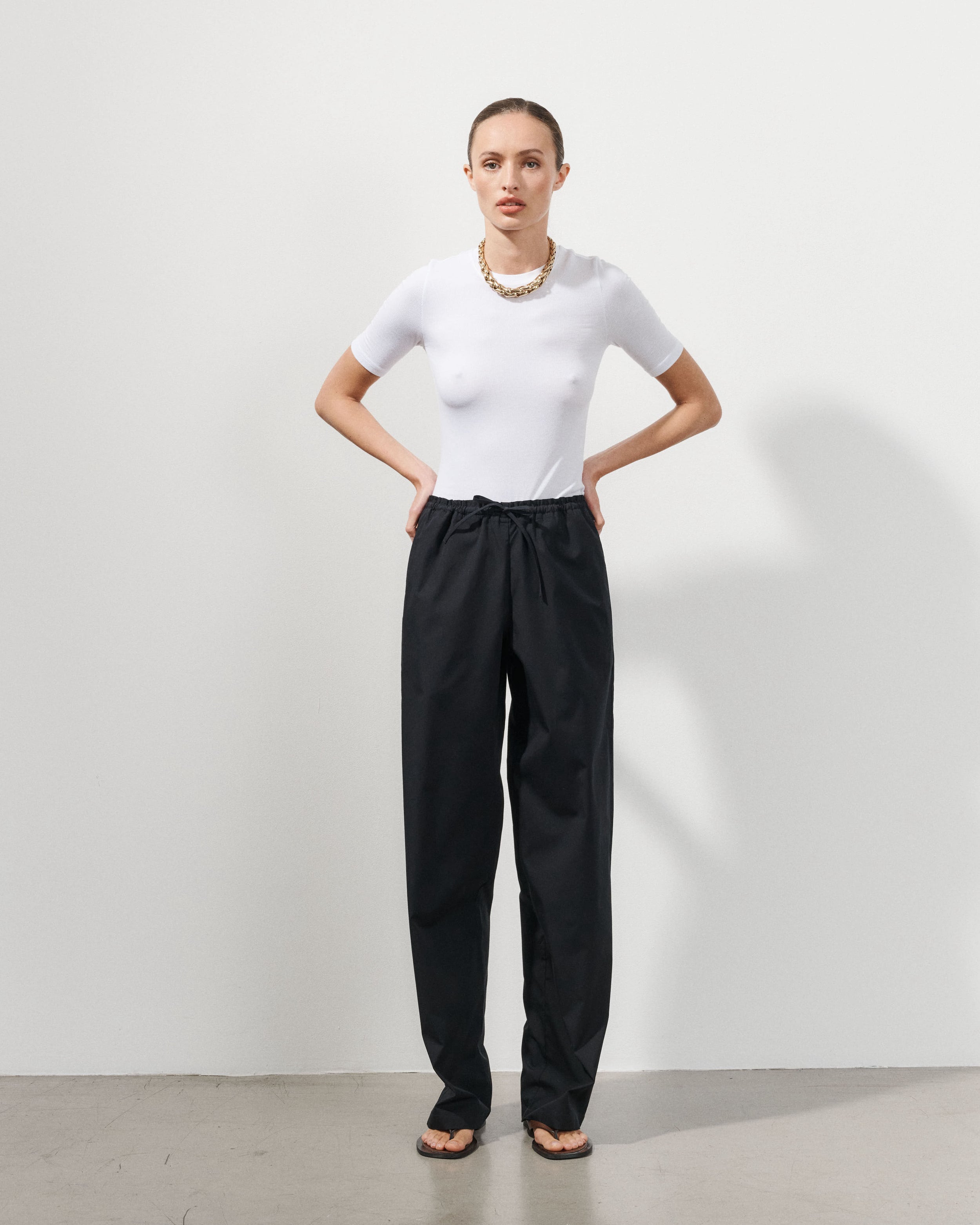 Lou Black Cotton Satin Pants