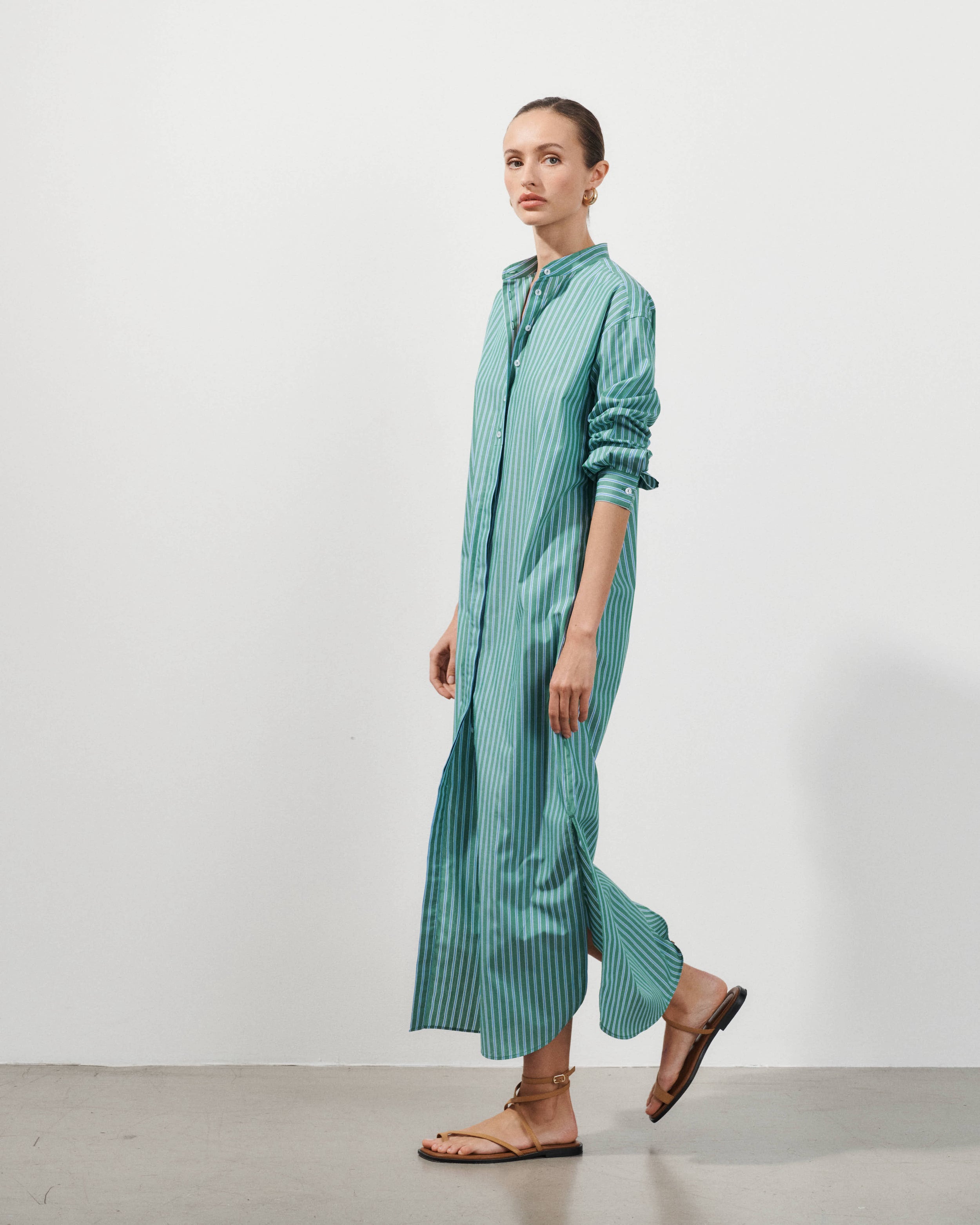 Robe à rayures bleues et vertes Gale