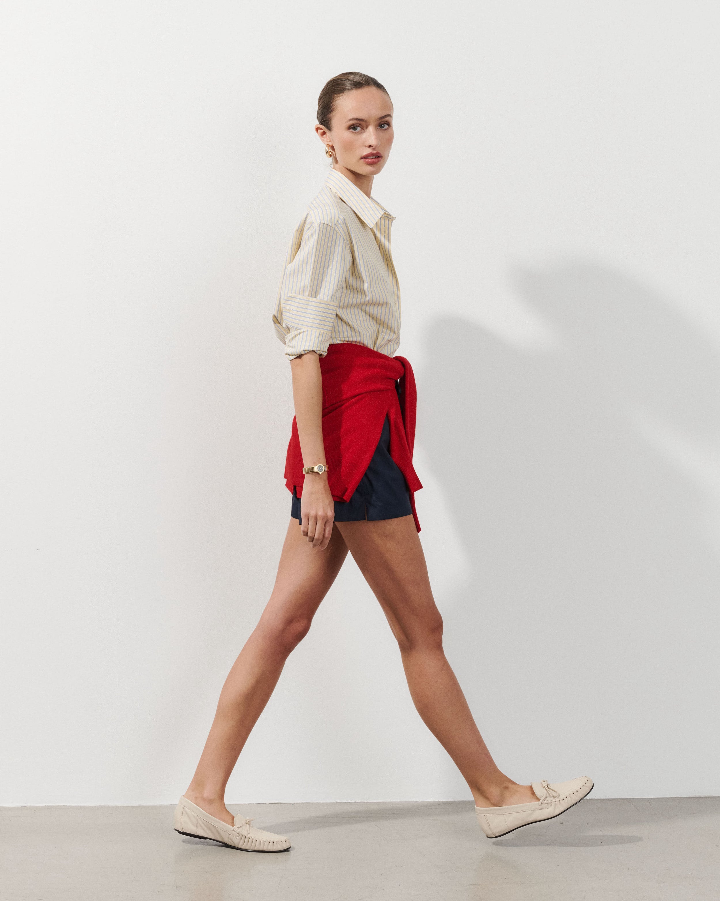 Alex Navy Cotton Poplin Shorts