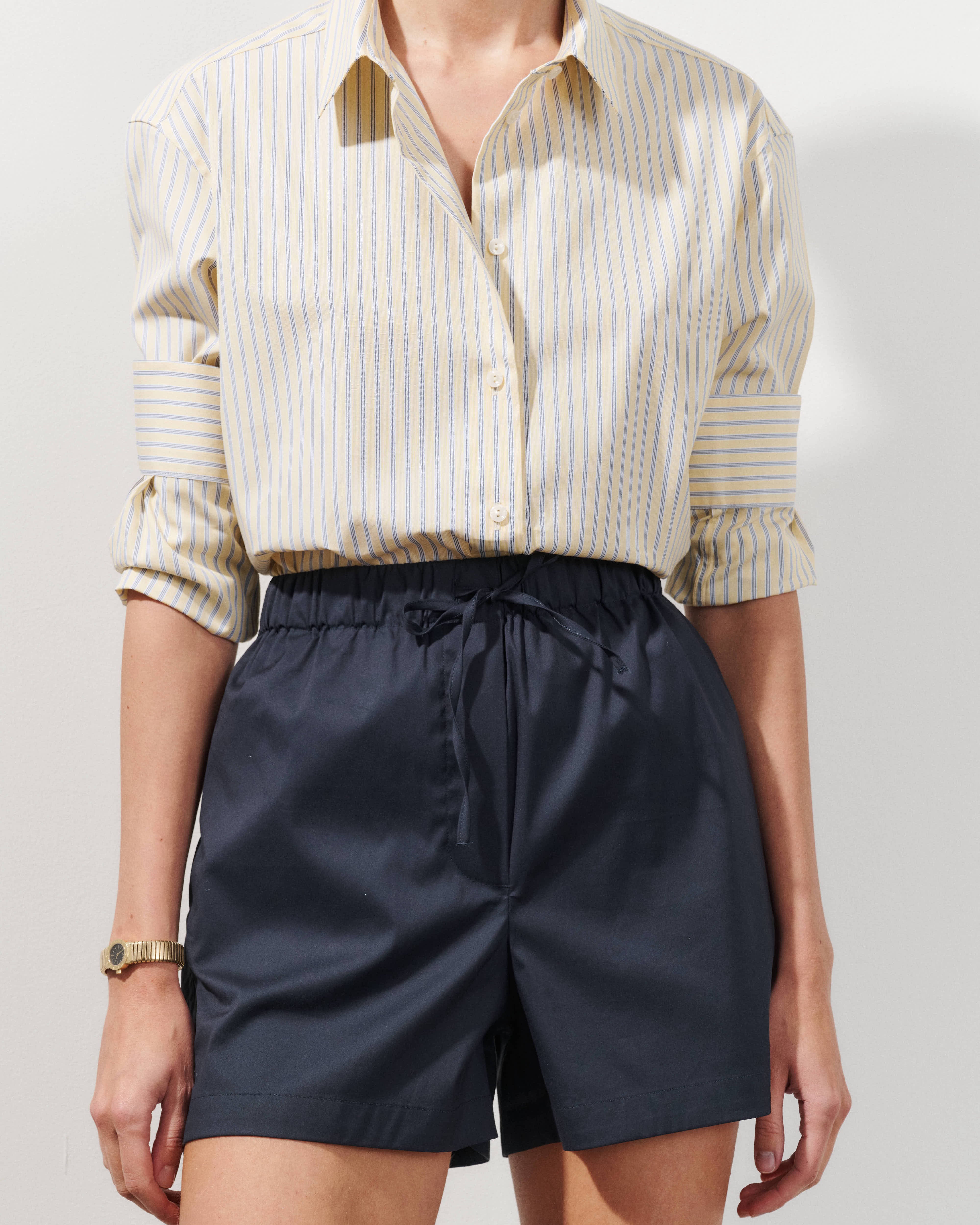  Short en popeline de coton bleu marine Alex