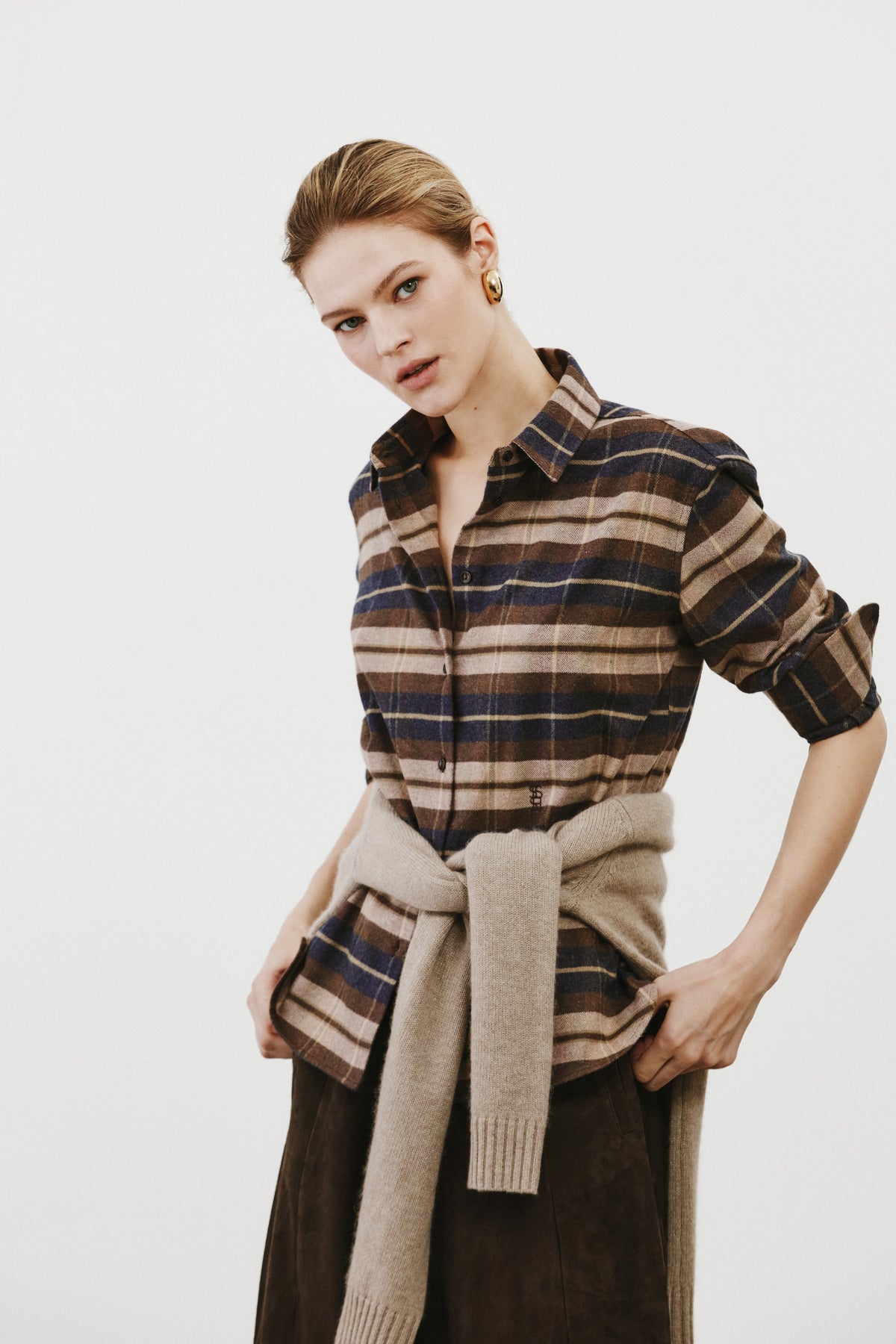 Chemise en tartan beige Esther