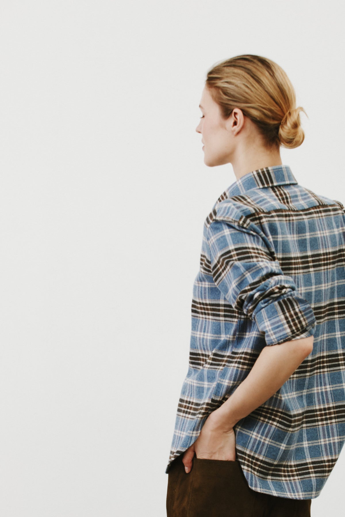Chemise en tartan bleu clair Esther