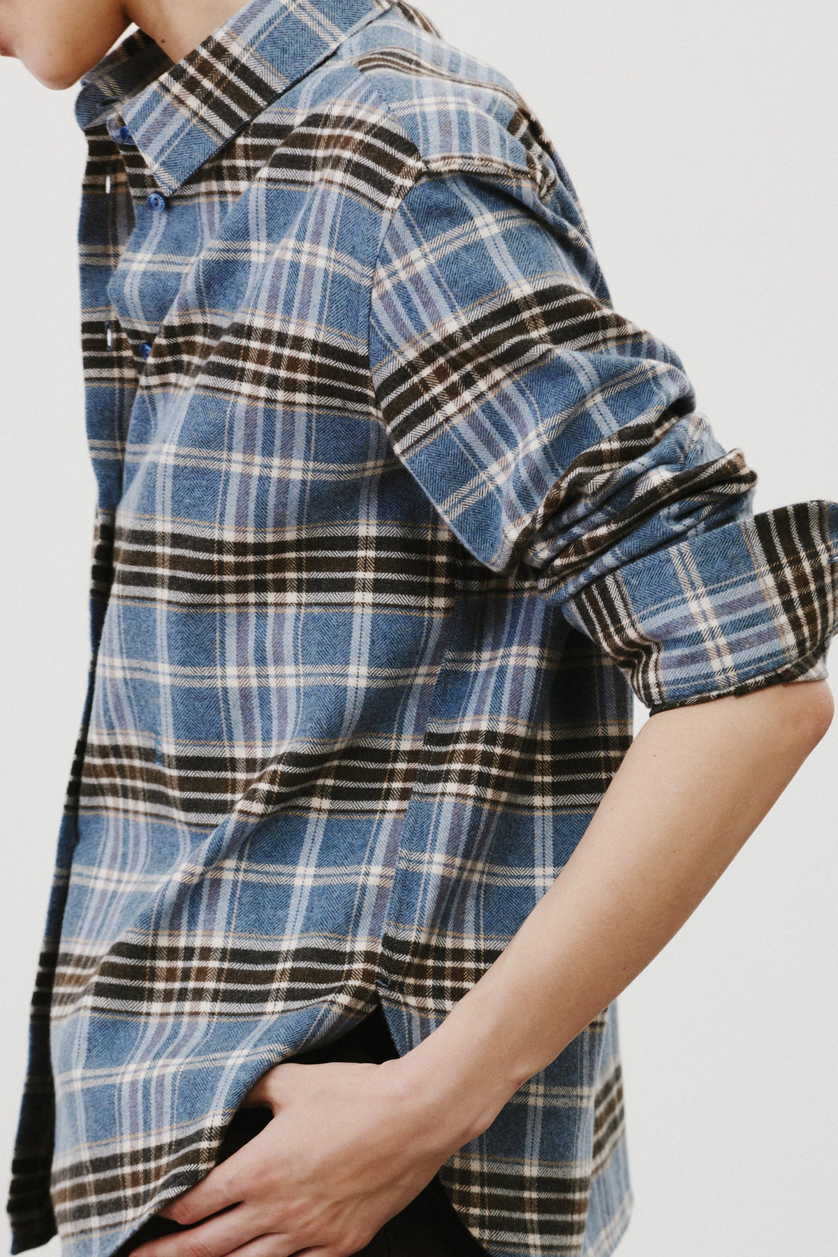 Chemise en tartan bleu clair Esther