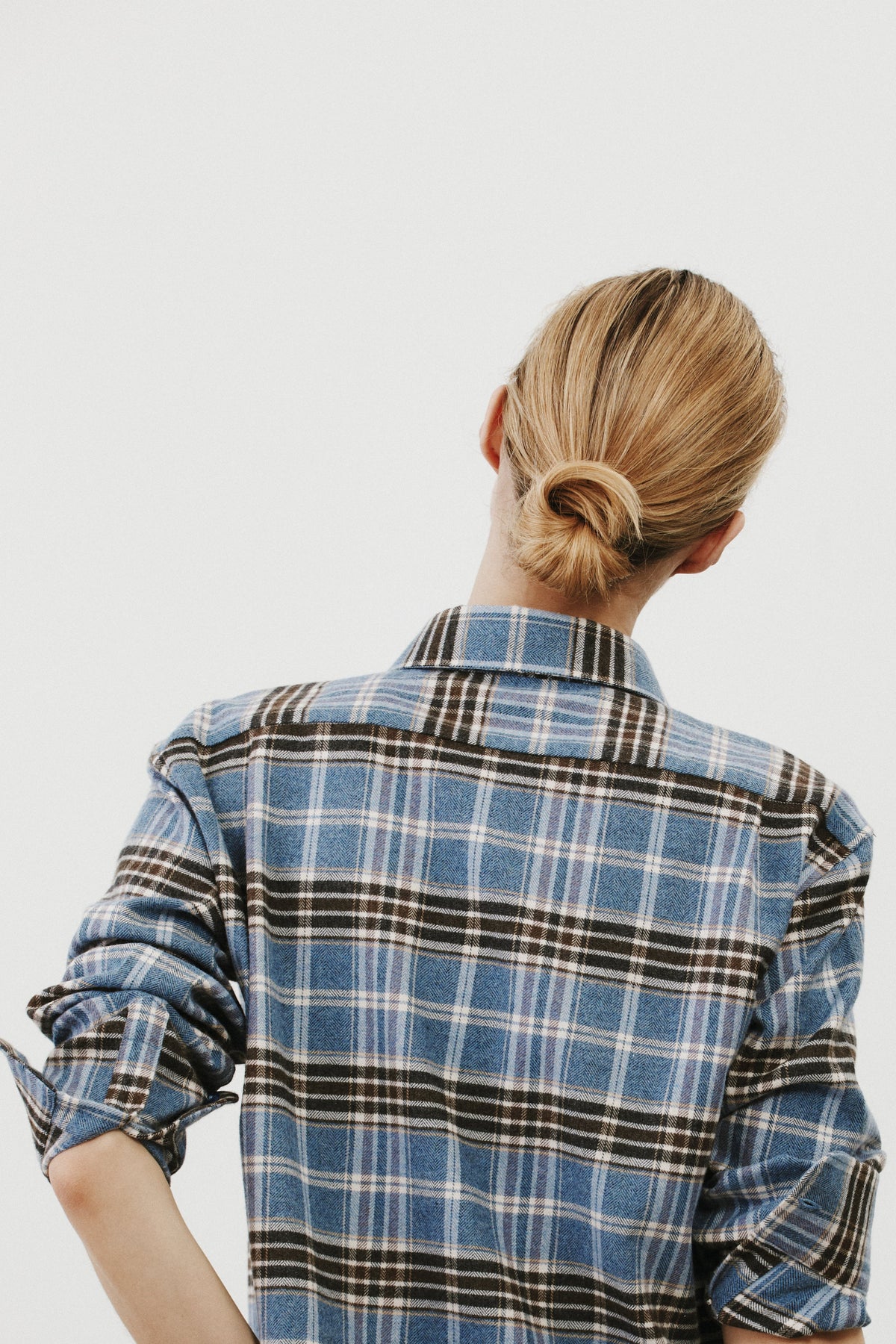 Chemise en tartan bleu clair Esther