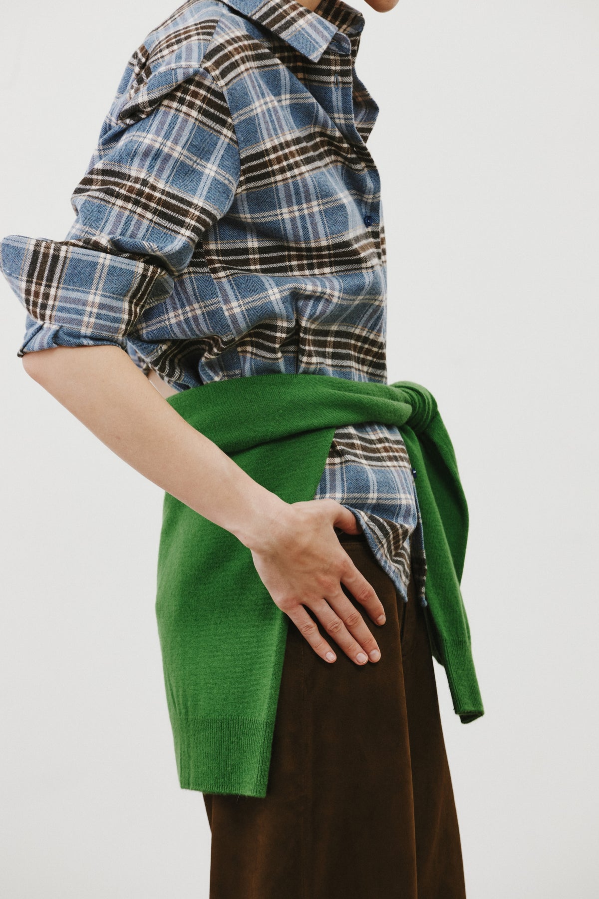Chemise en tartan bleu clair Esther