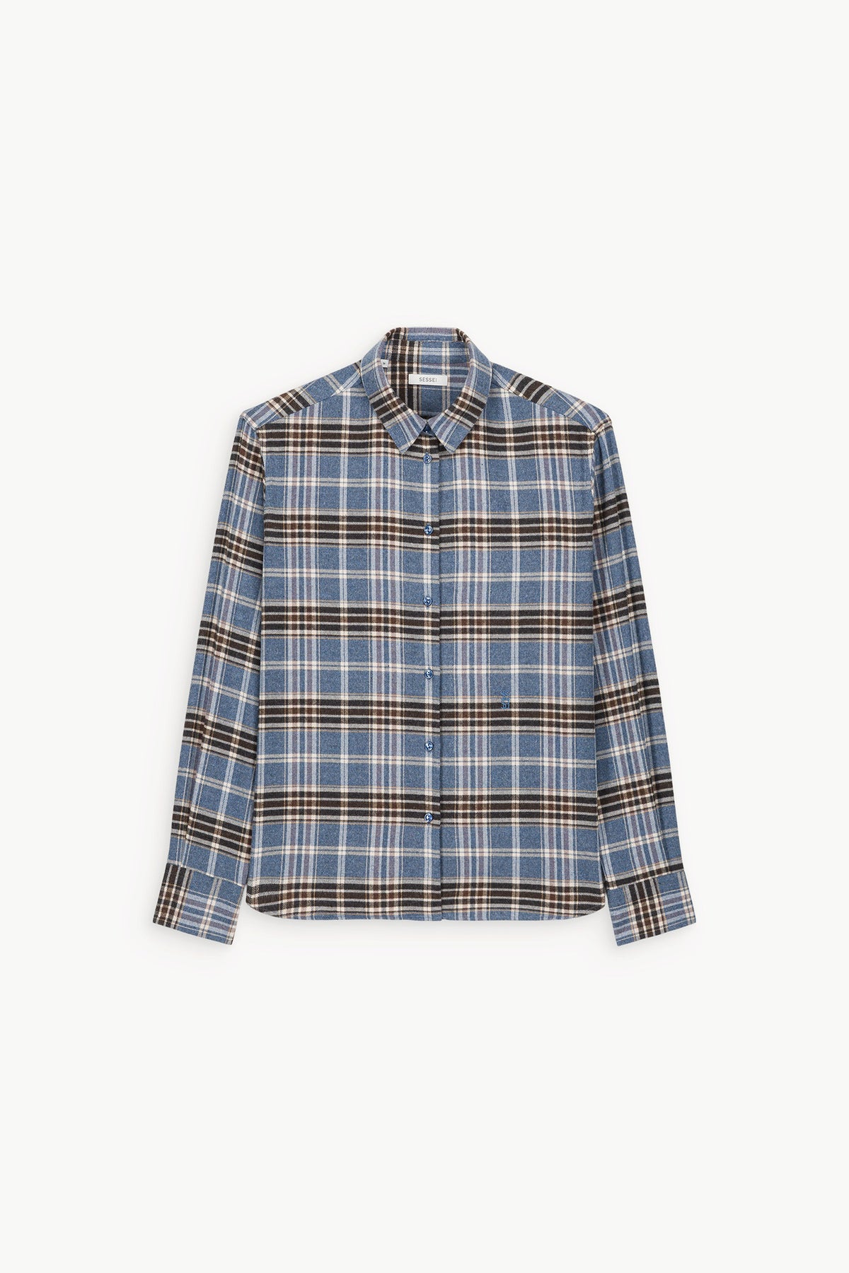 Chemise en tartan bleu clair Esther
