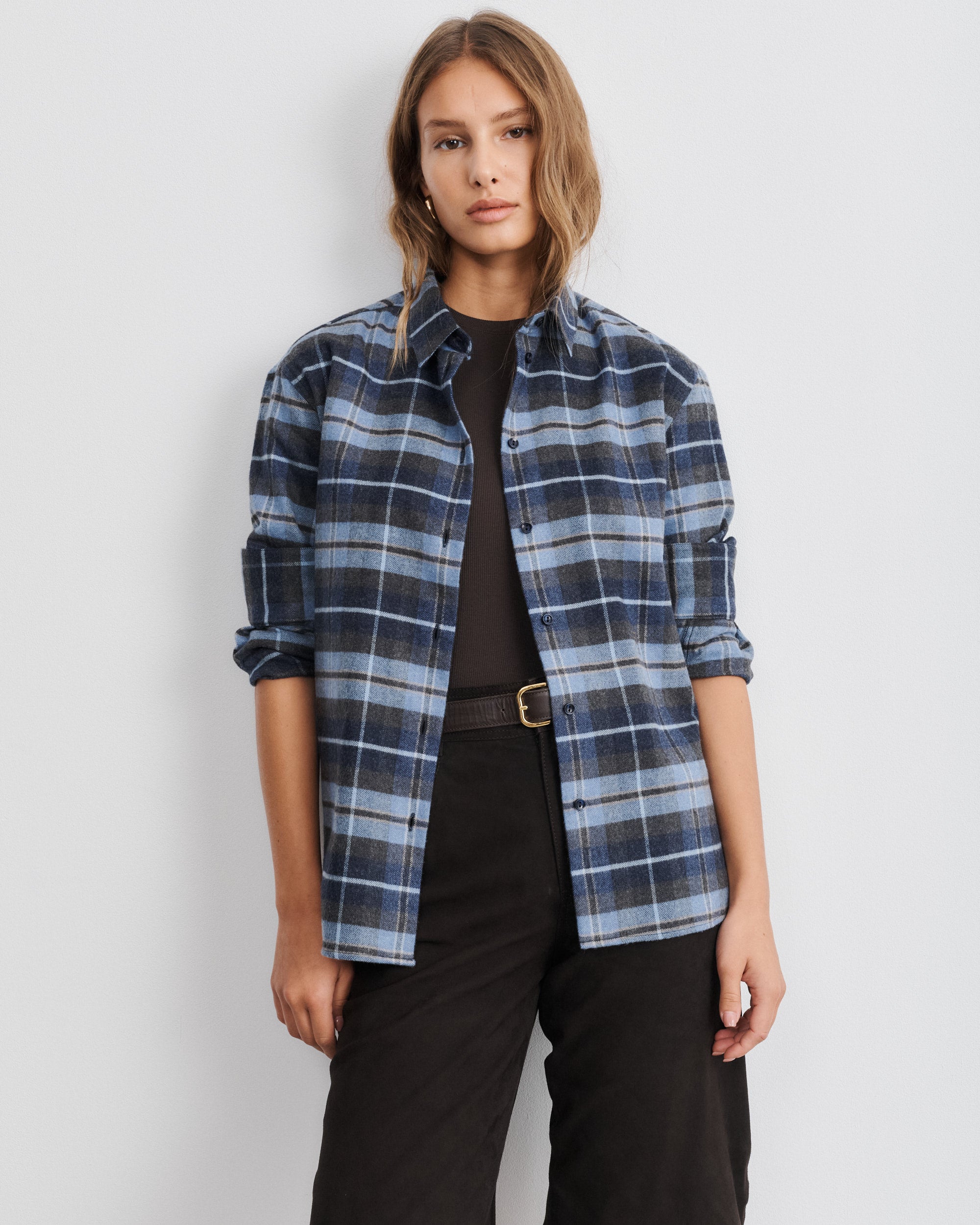  Chemise en coton et laine tartan bleu Esther