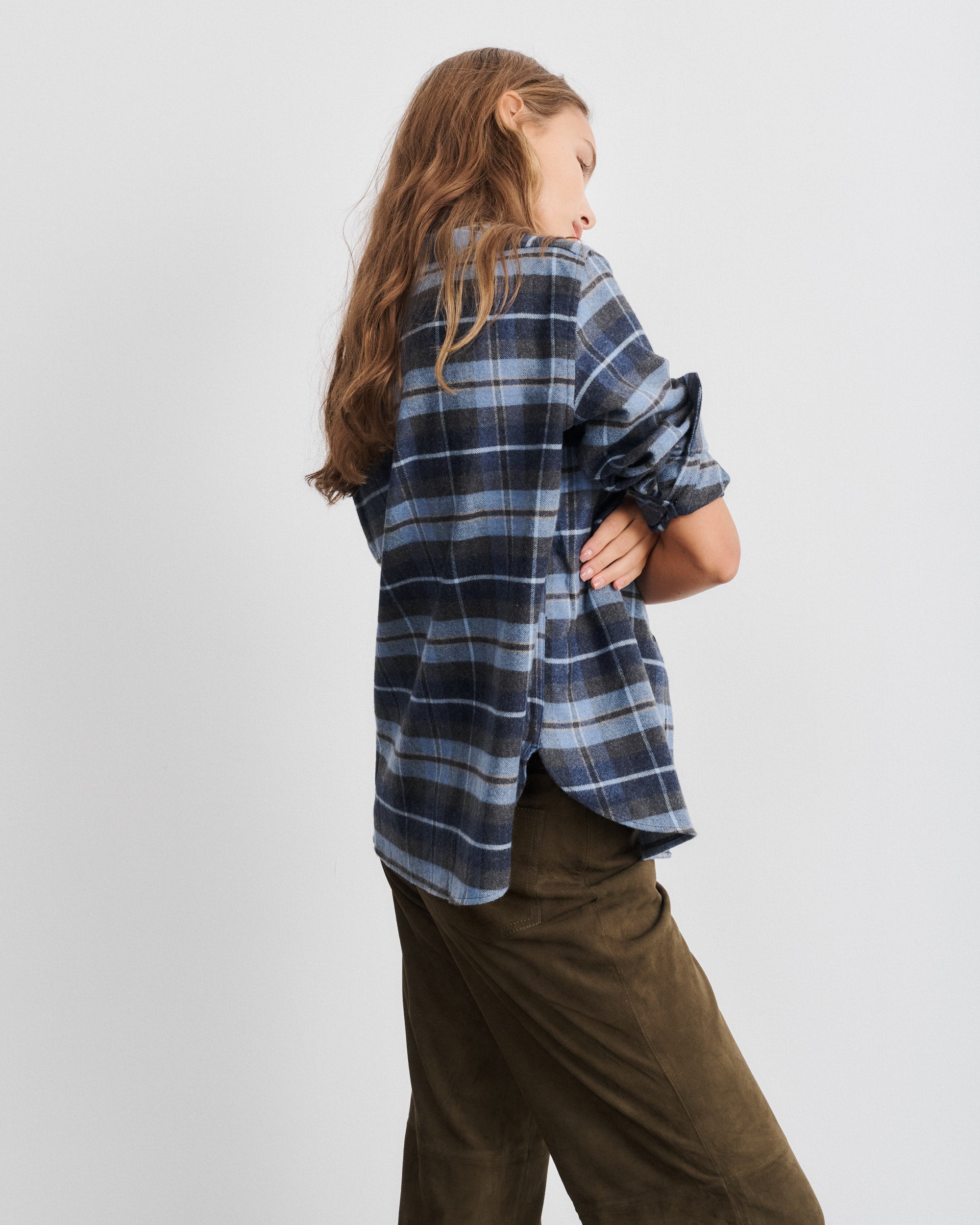  Chemise en coton et laine tartan bleu Esther