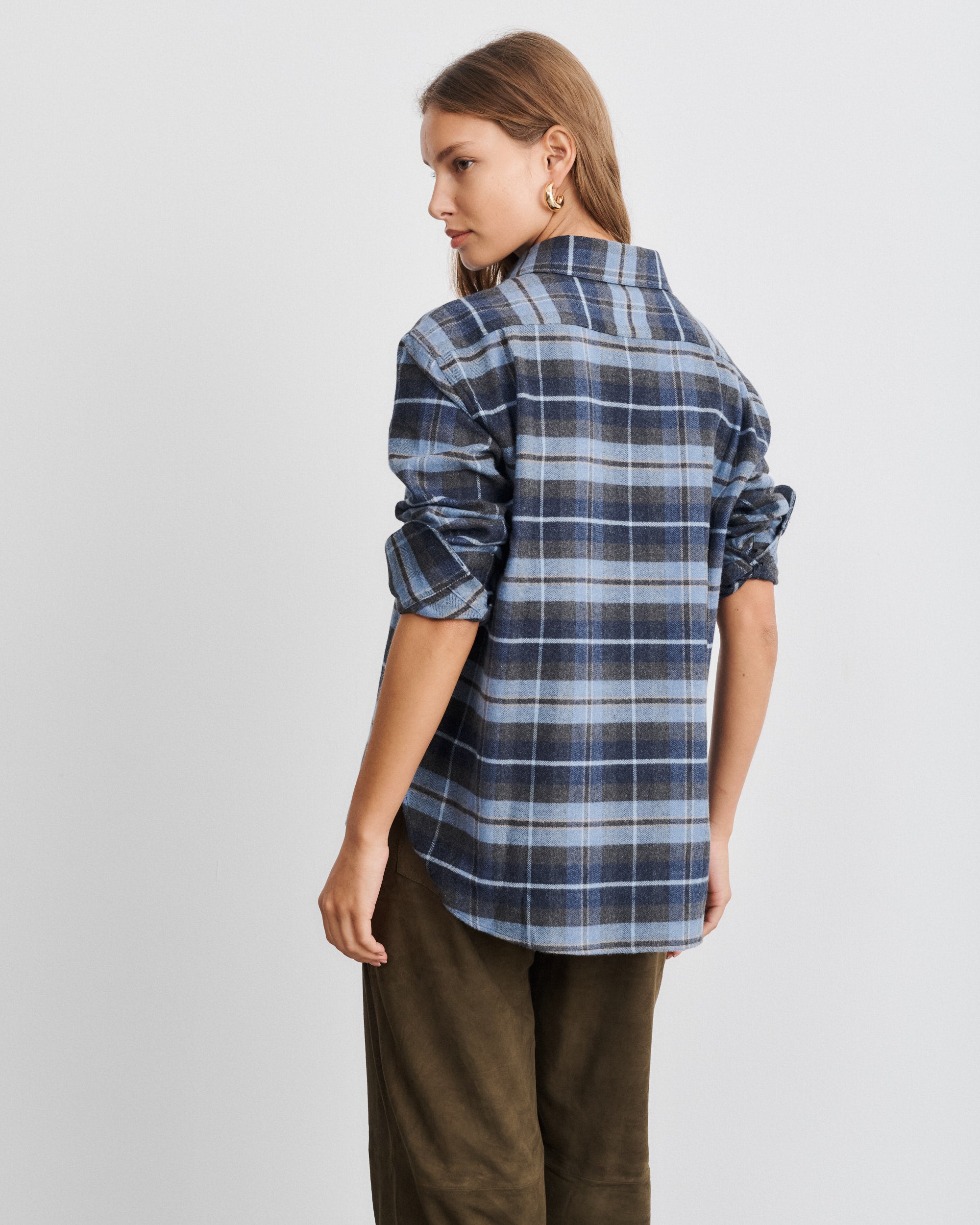  Chemise en coton et laine tartan bleu Esther