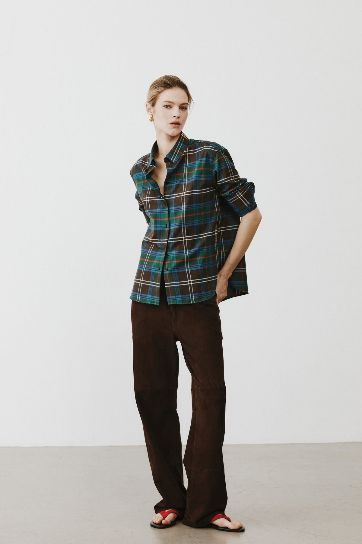 Chemise en tartan marron Esther