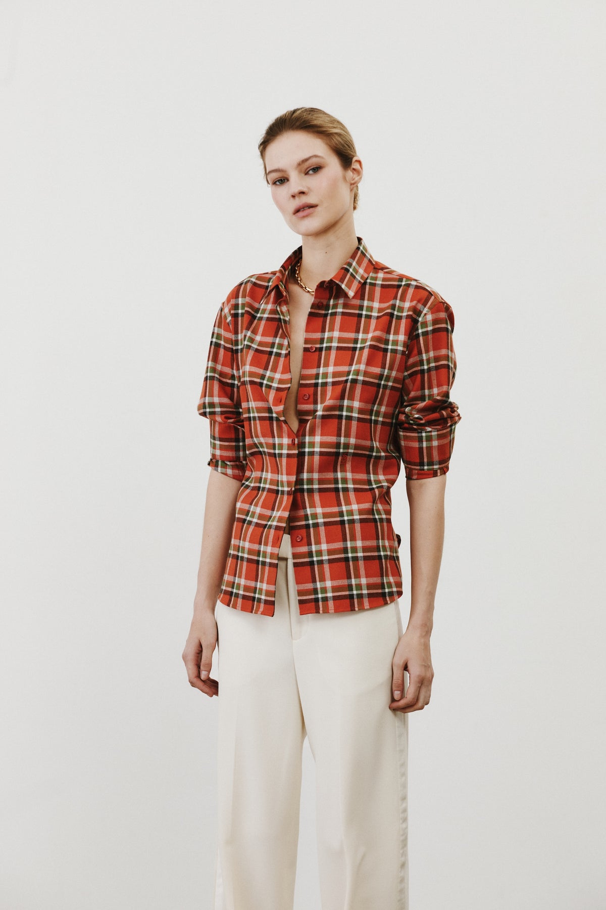 Chemise en tartan orange Esther