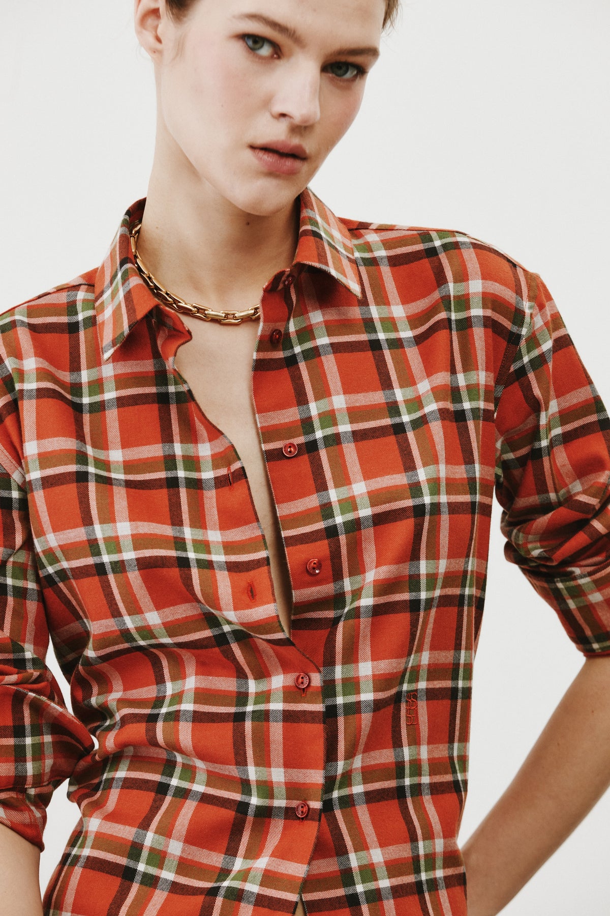 Chemise en tartan orange Esther