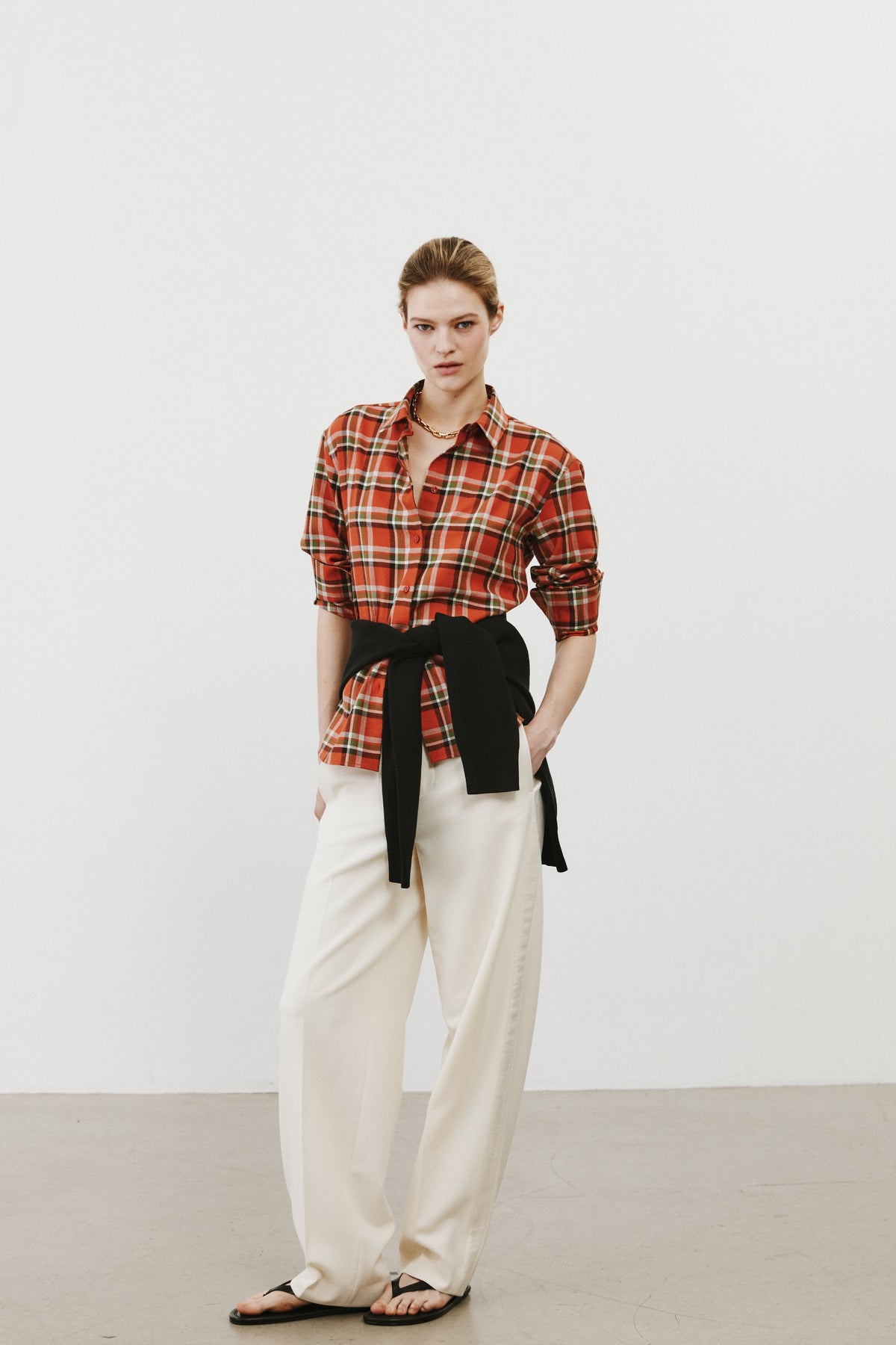Chemise en tartan orange Esther