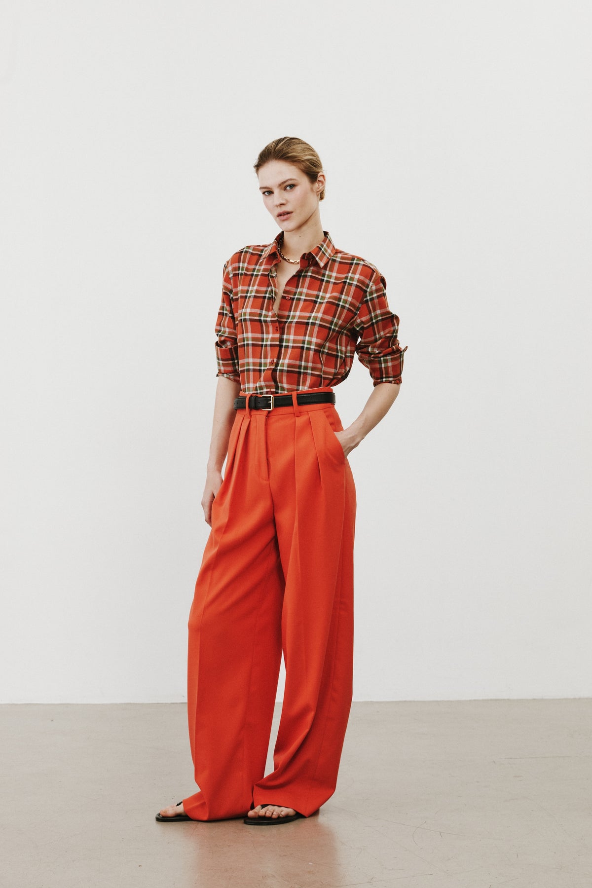 Chemise en tartan orange Esther