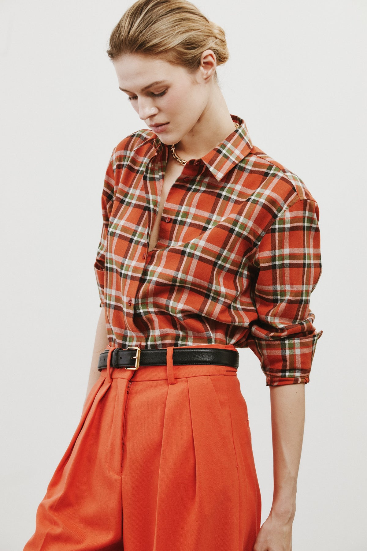 Chemise en tartan orange Esther