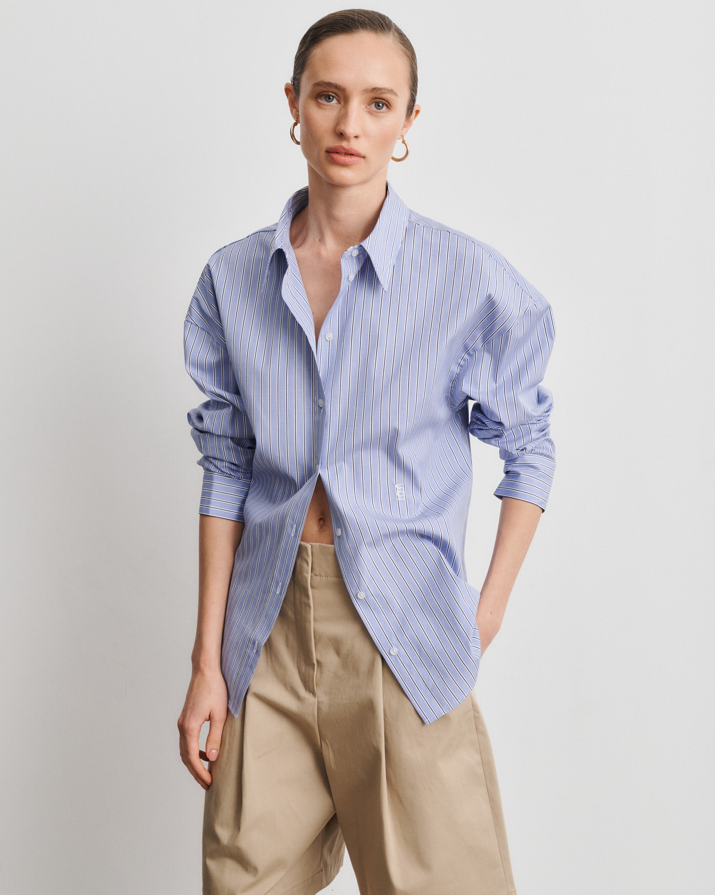 Chemise à rayures bleu ciel Kaia