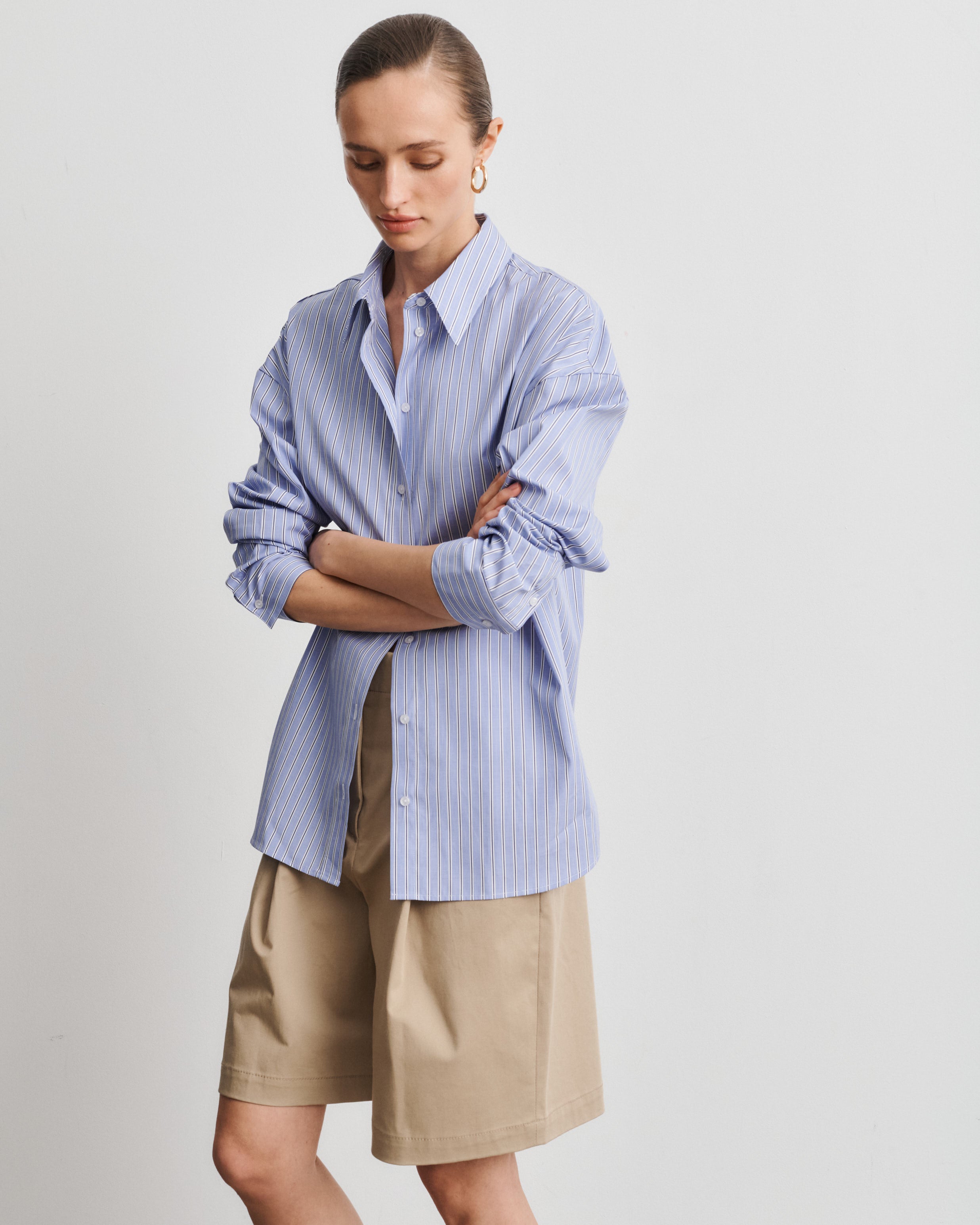 Chemise à rayures bleu ciel Kaia