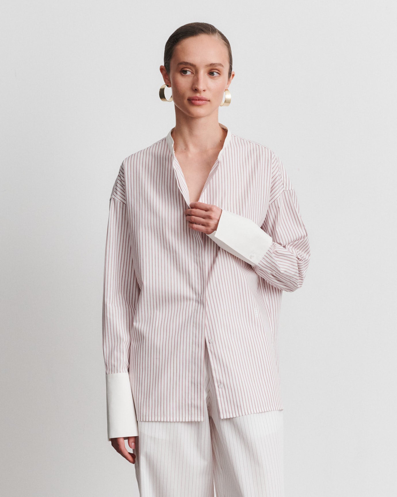 Bianca Red Striped Cotton Poplin Shirt
