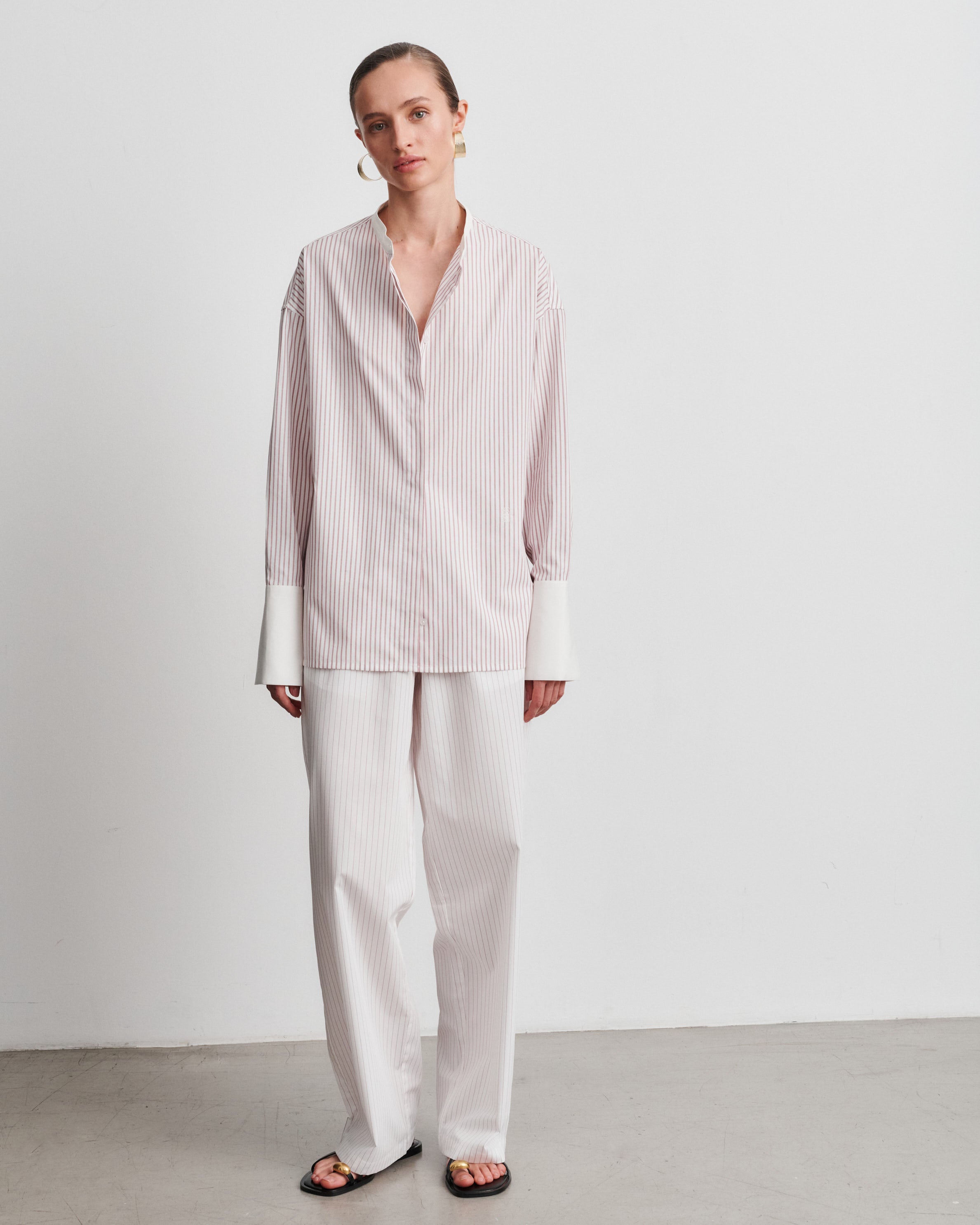 Bianca Red Striped Cotton Poplin Shirt