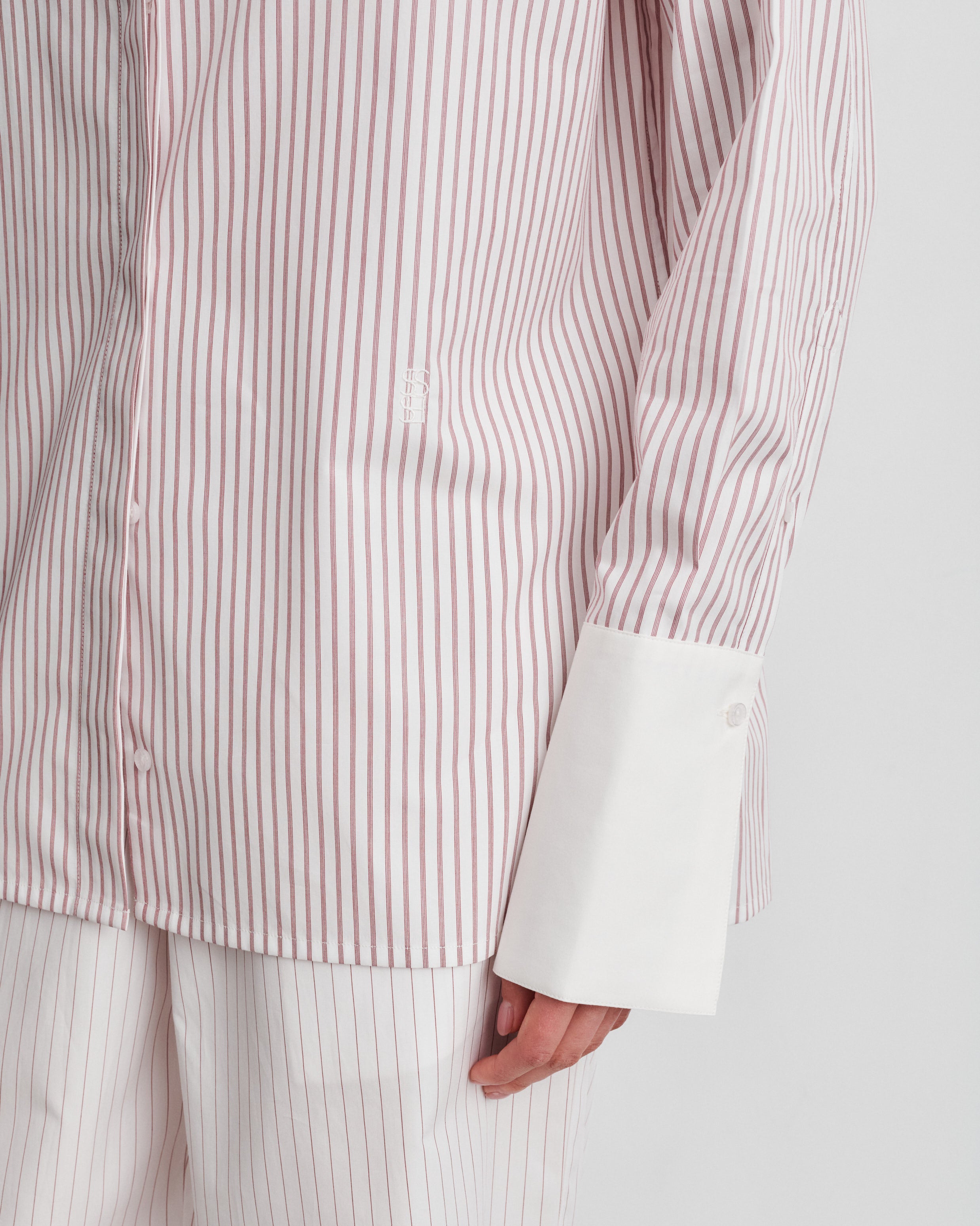 Bianca Red Striped Cotton Poplin Shirt