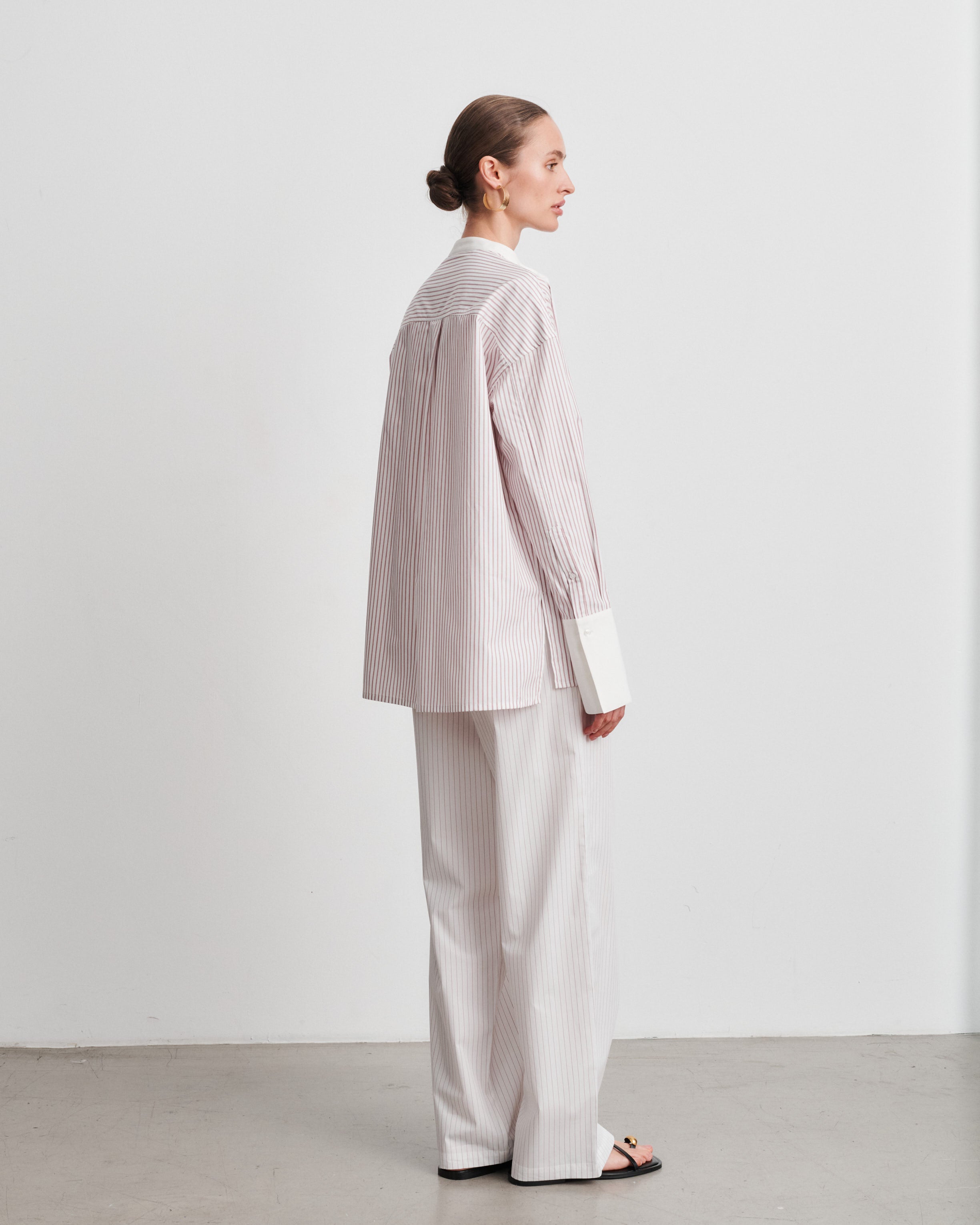 Lou Red Pinstriped Cotton Poplin Pants