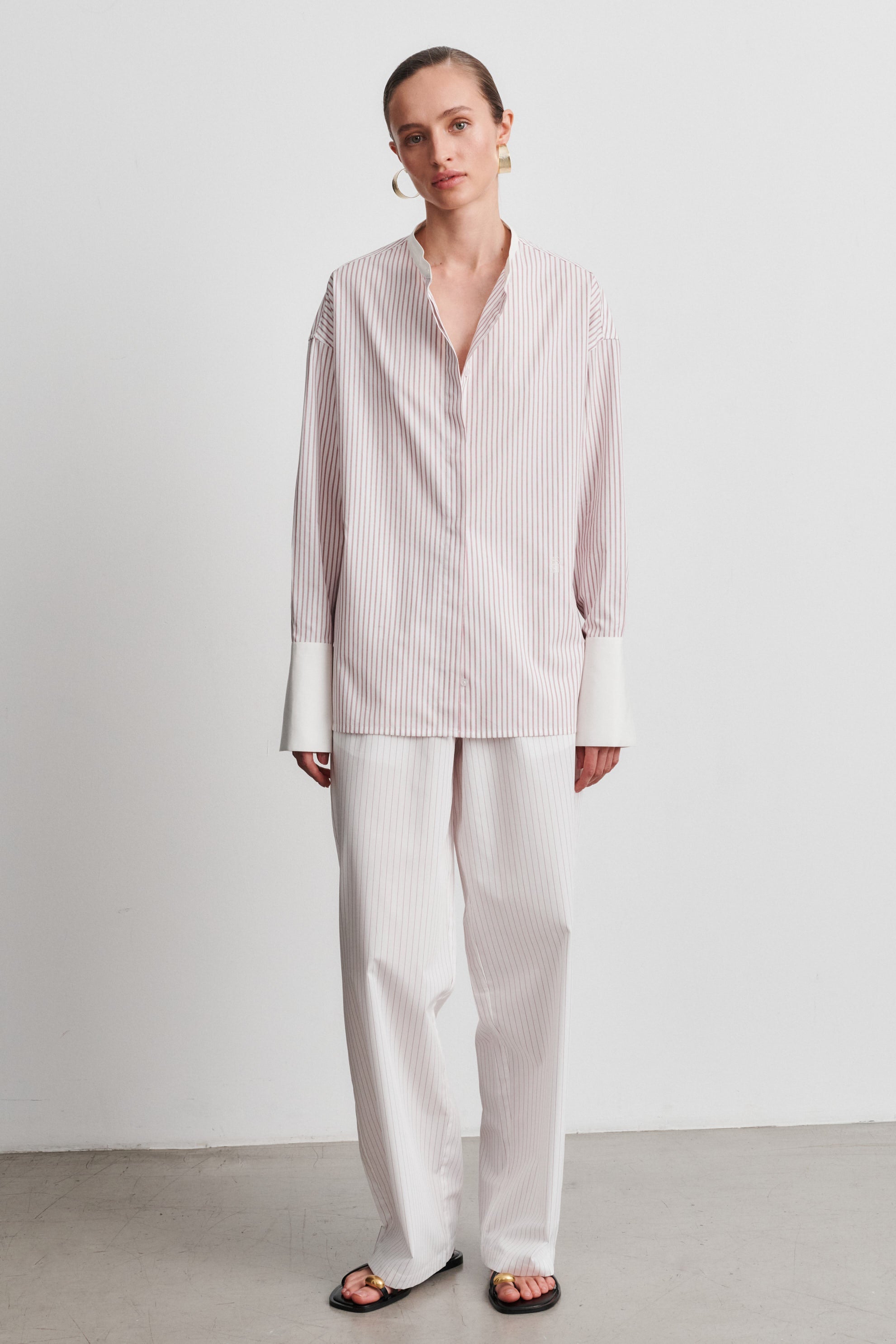 Bianca Red Striped Cotton Poplin Shirt