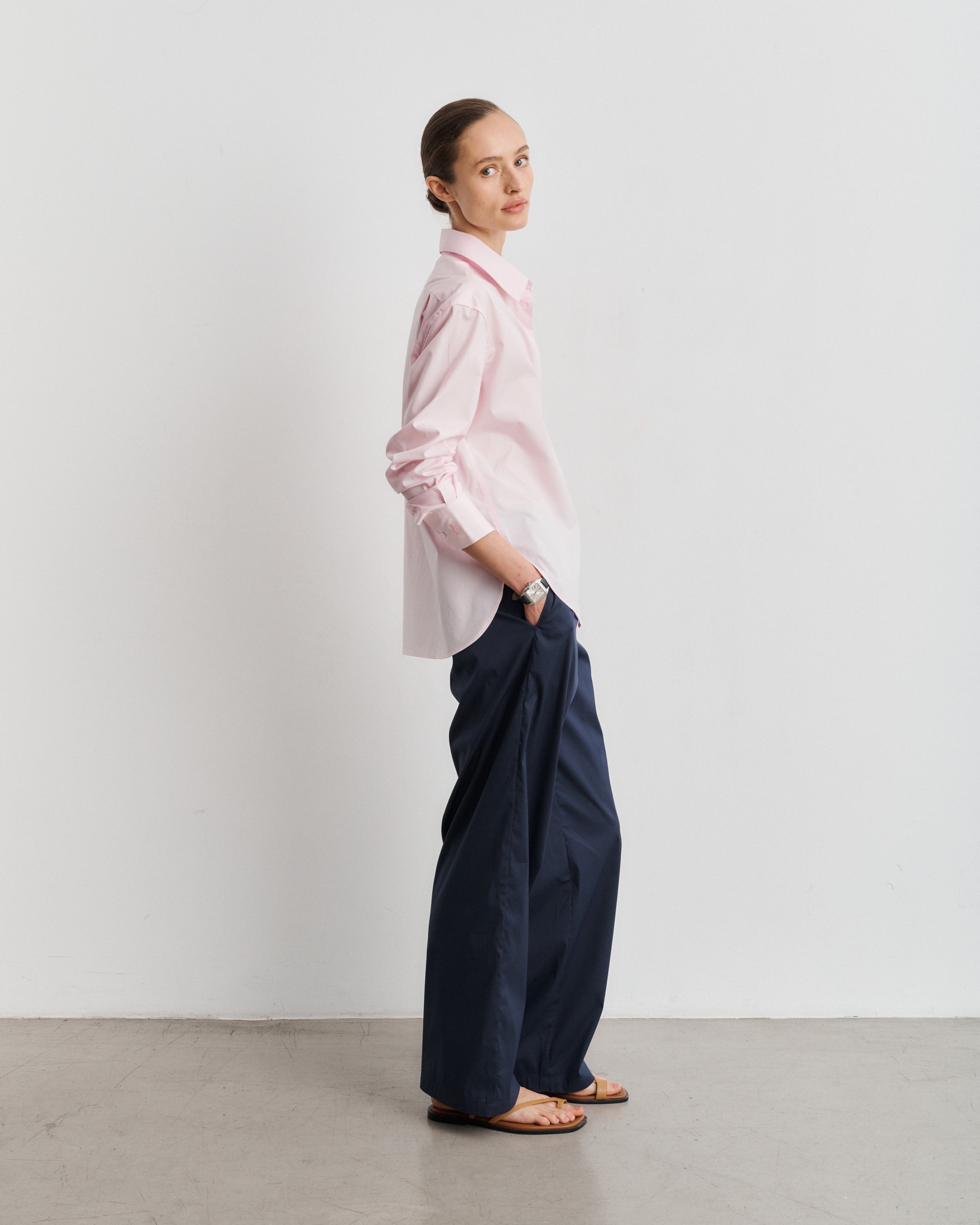 Chemise en popeline de coton rose Esther