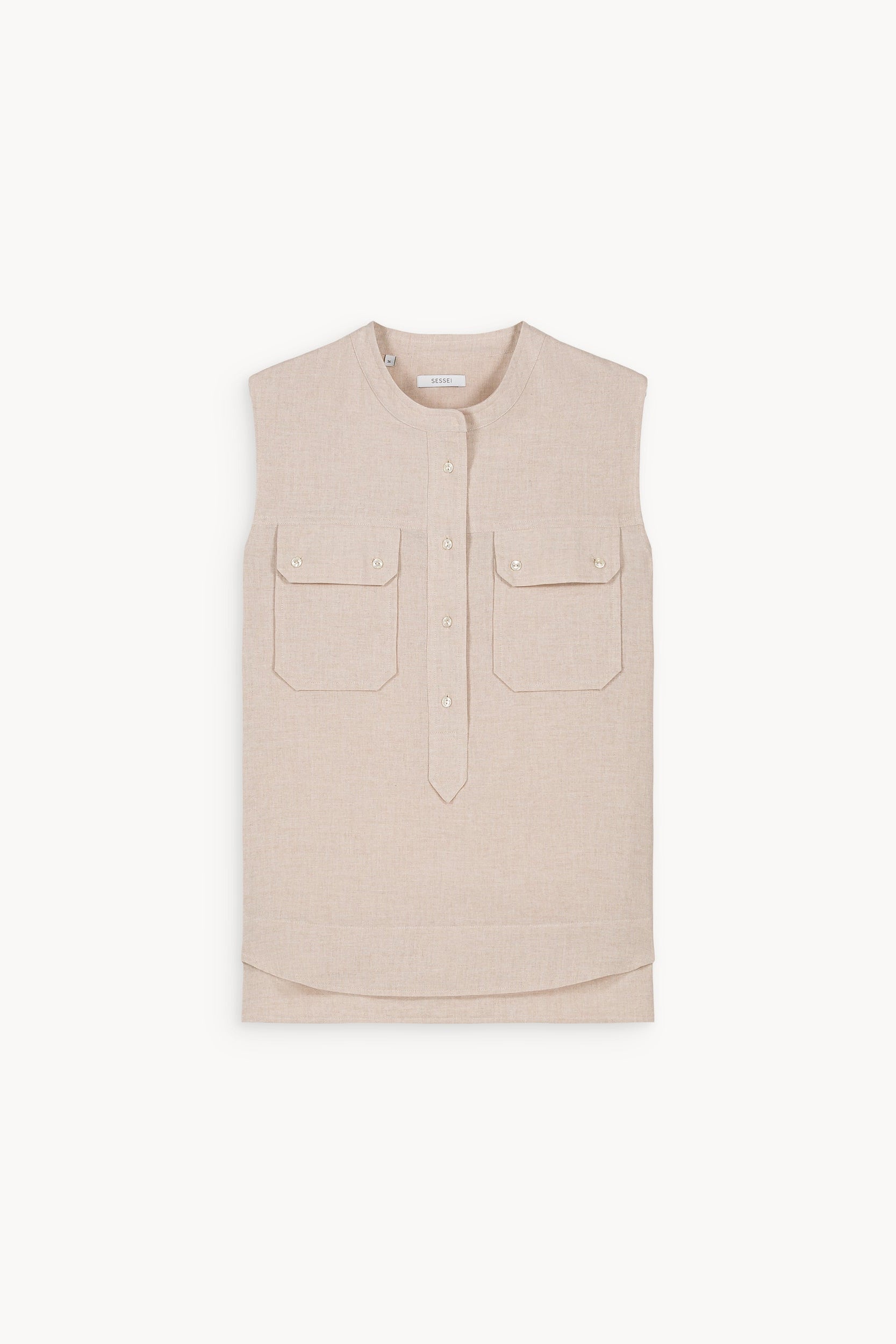 Chemise sans manches ceinturée beige Lenny