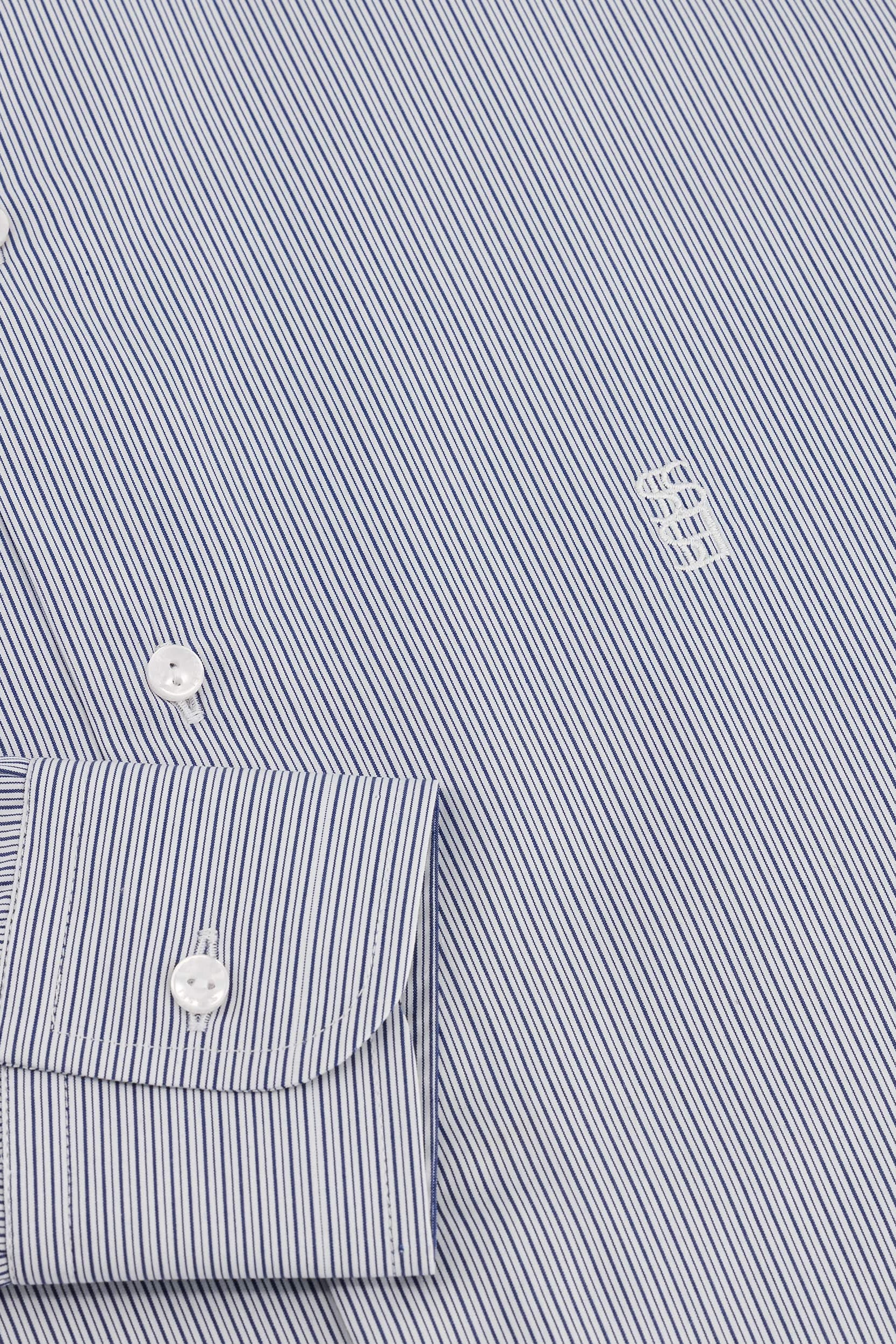 Chemise à fines rayures bleues Leo