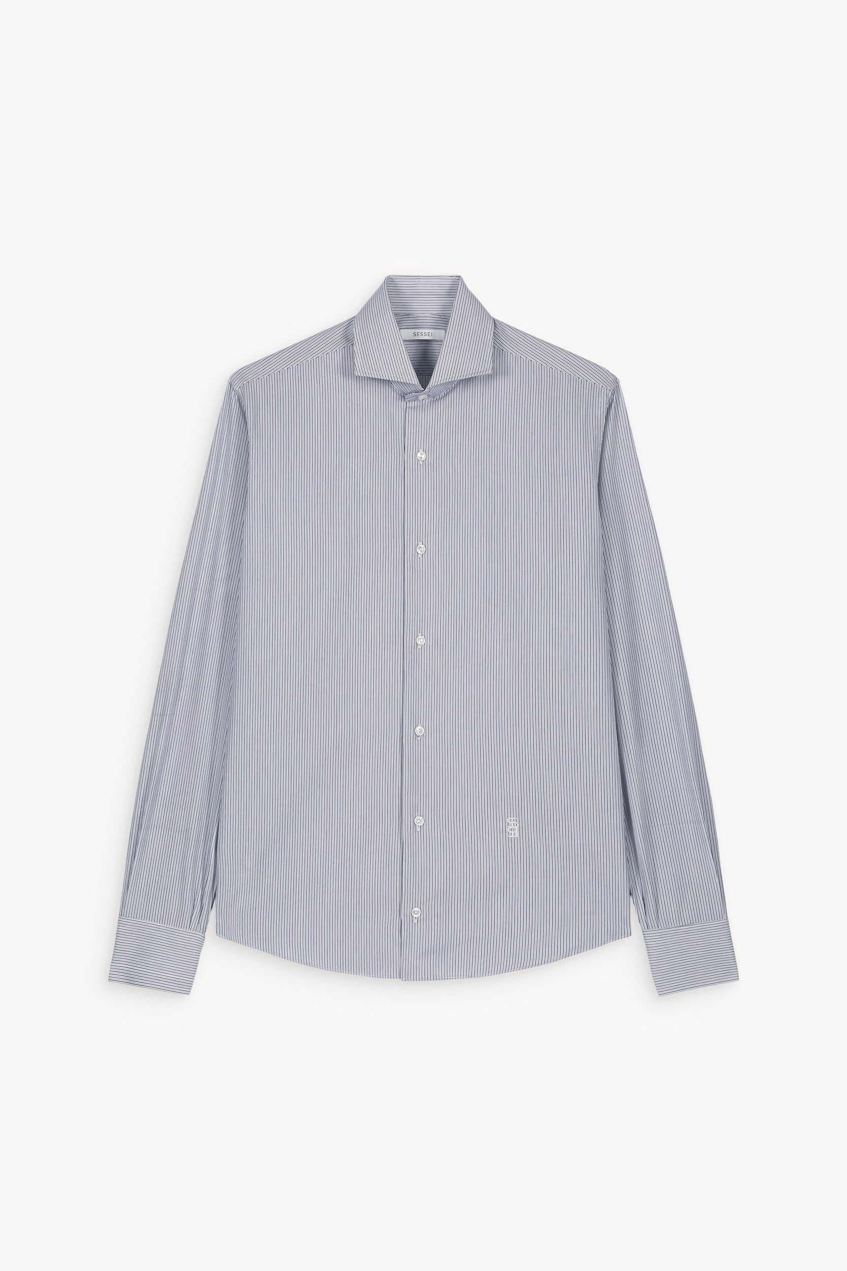 Chemise à fines rayures bleues Leo