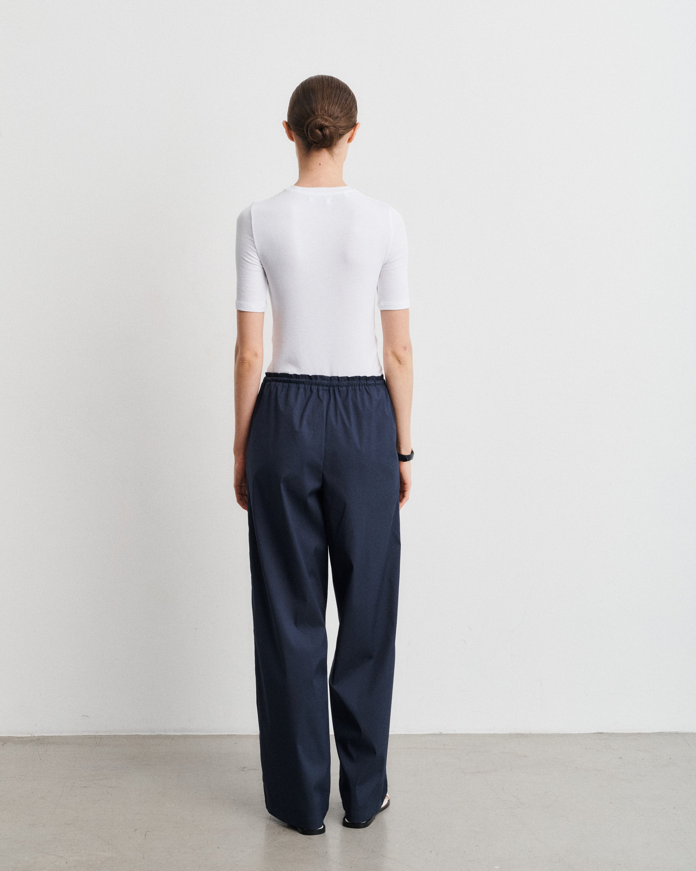 Lou Navy Cotton Poplin Pants