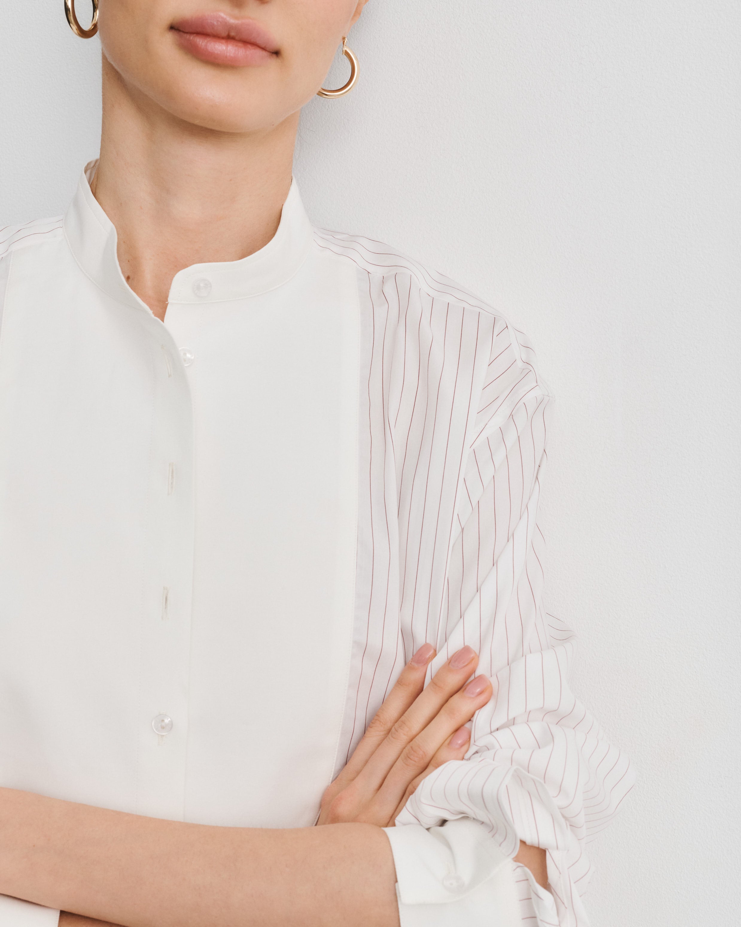 Chloe Red Pinstriped Cotton Poplin Shirt Dress