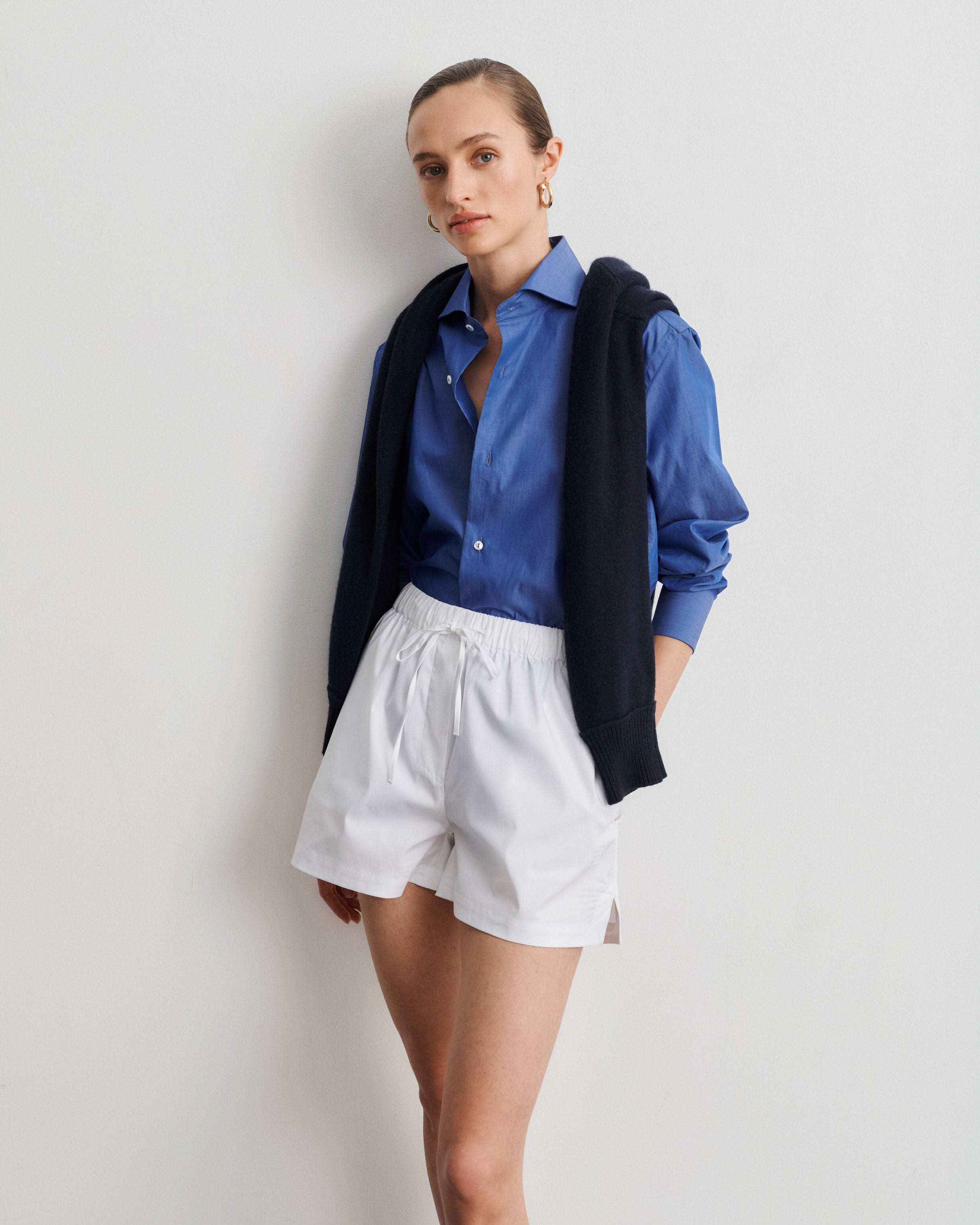 Alex White Cotton Poplin Shorts