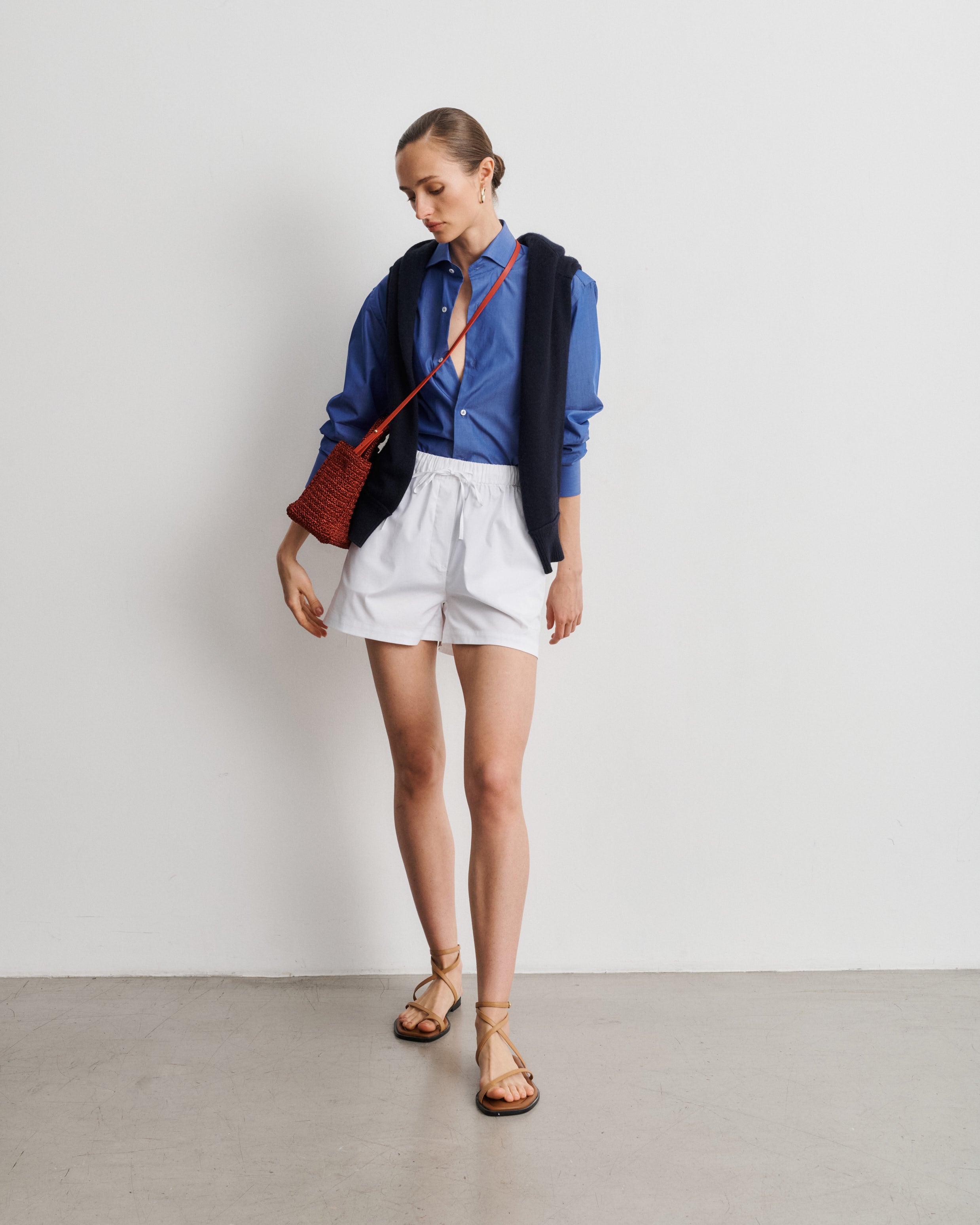 Alex White Cotton Poplin Shorts