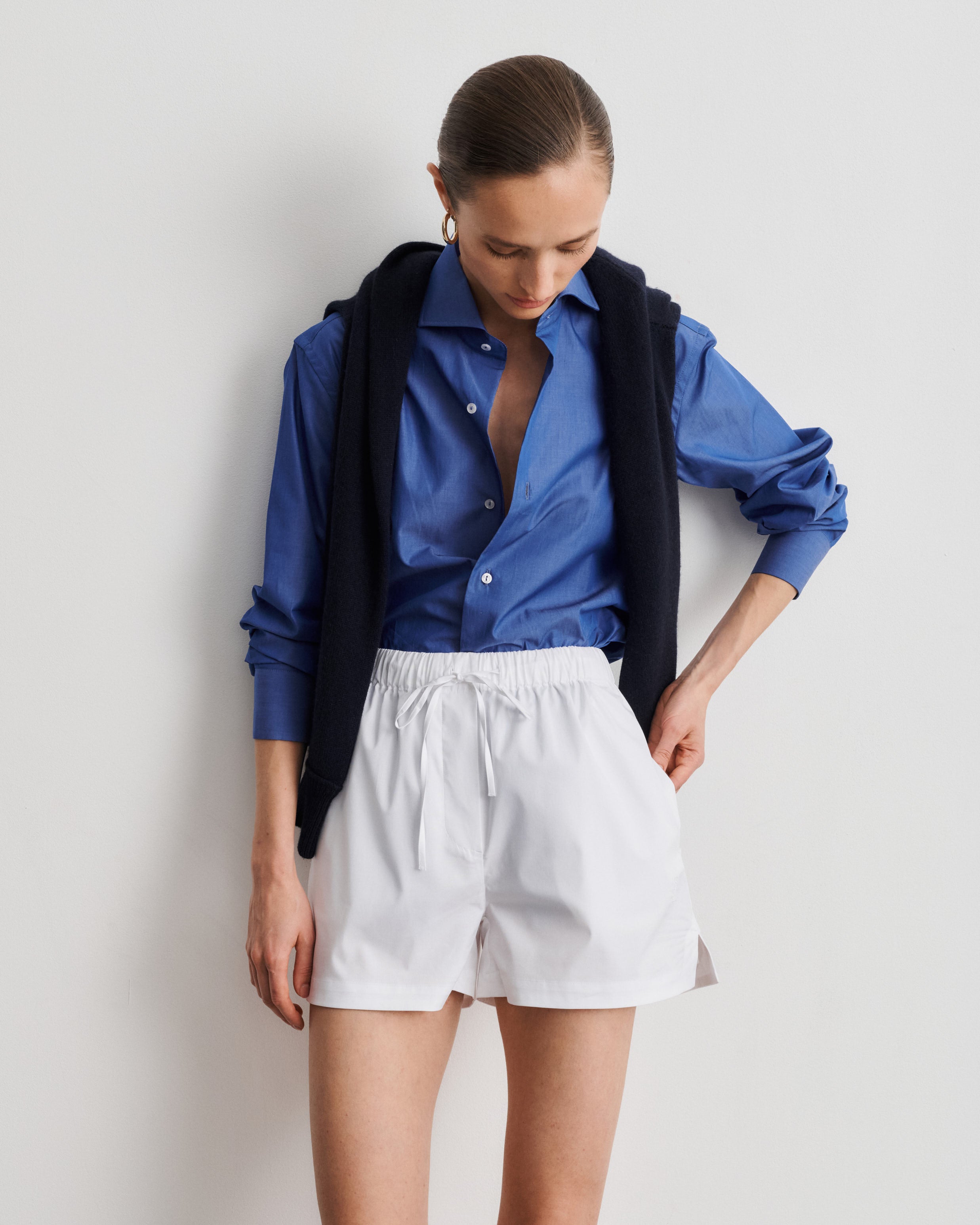 Alex White Cotton Poplin Shorts