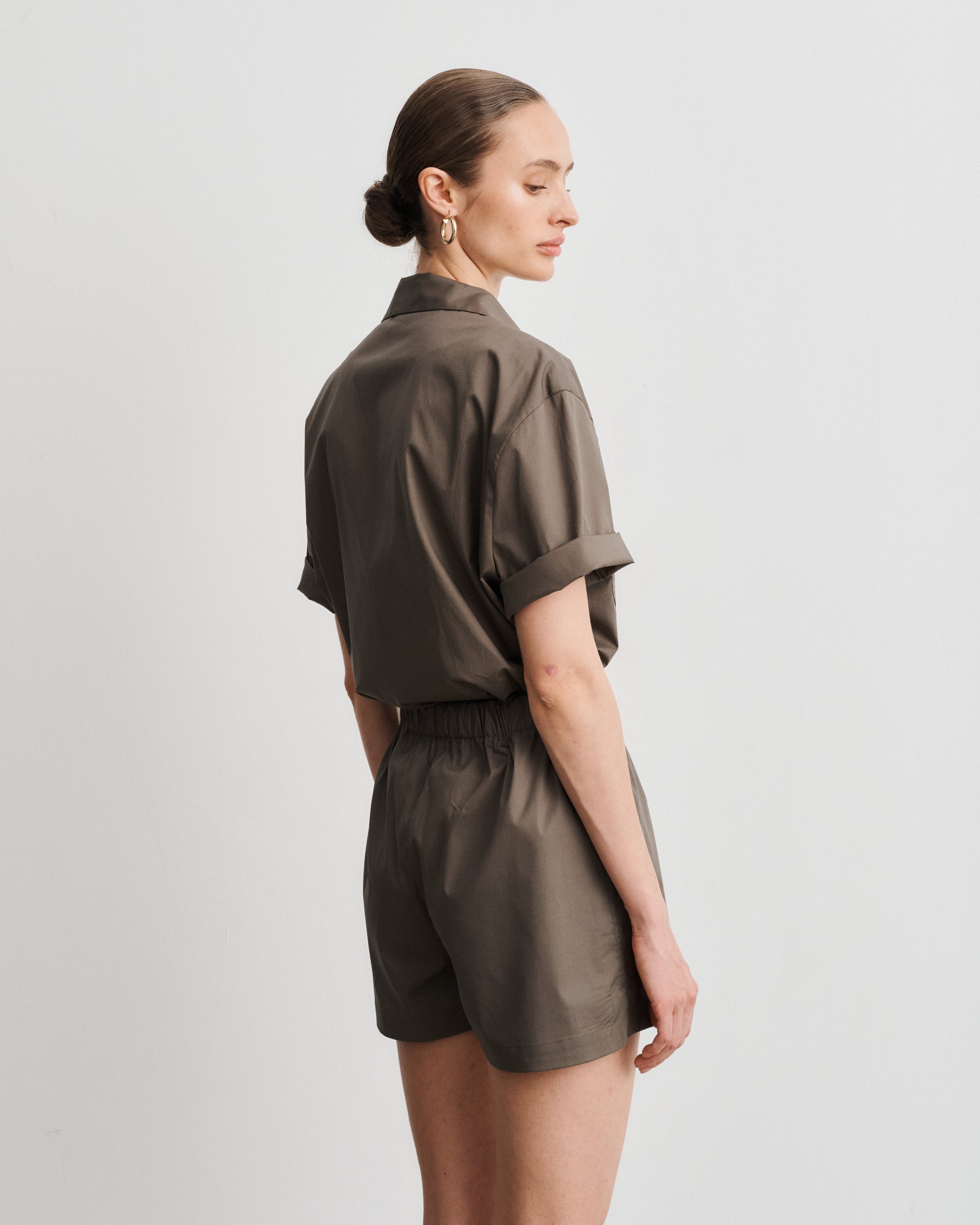 Alex Taupe Cotton Poplin Shorts