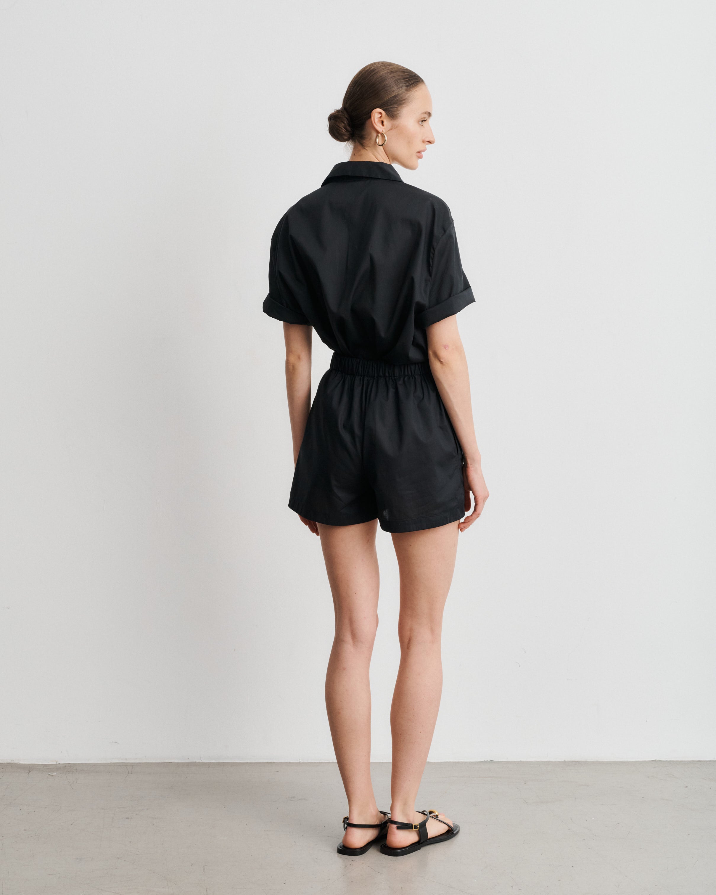 Alex Black Cotton Voile Shorts