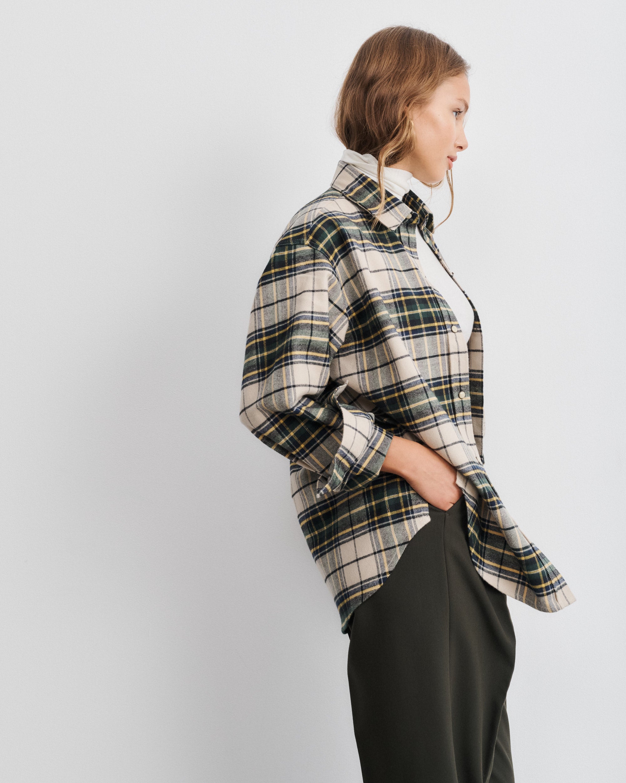 Zoey Yellow Tartan Cotton Flannel Overshirt