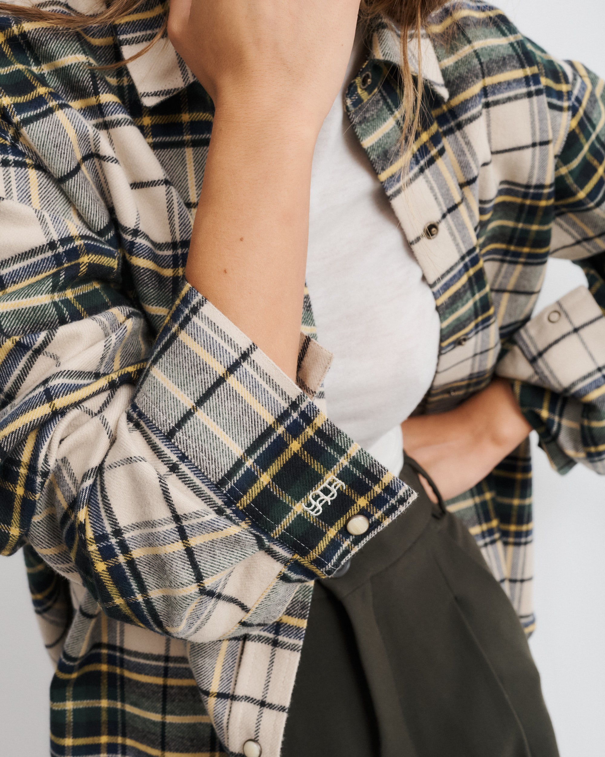 Zoey Yellow Tartan Cotton Flannel Overshirt
