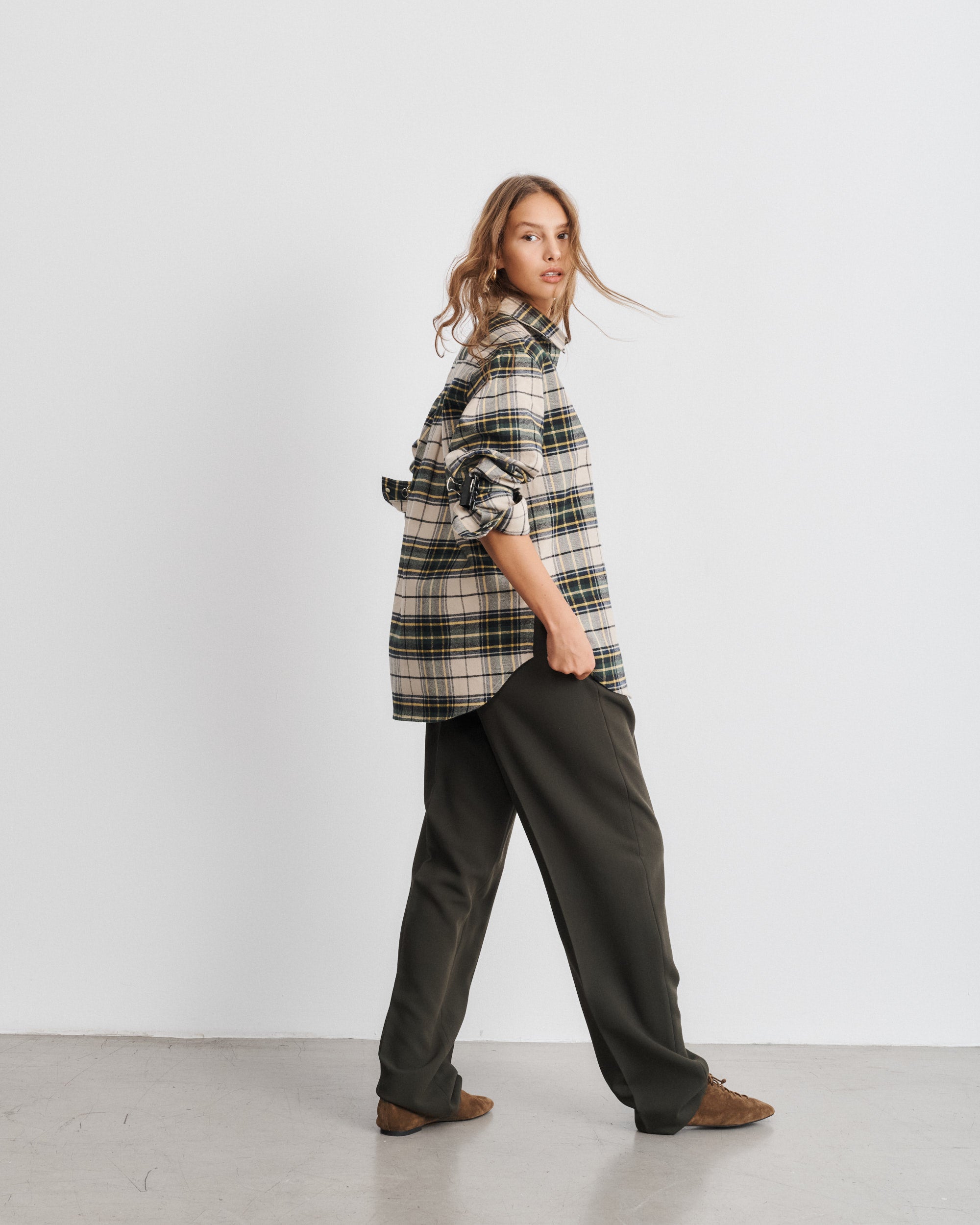 Zoey Yellow Tartan Cotton Flannel Overshirt