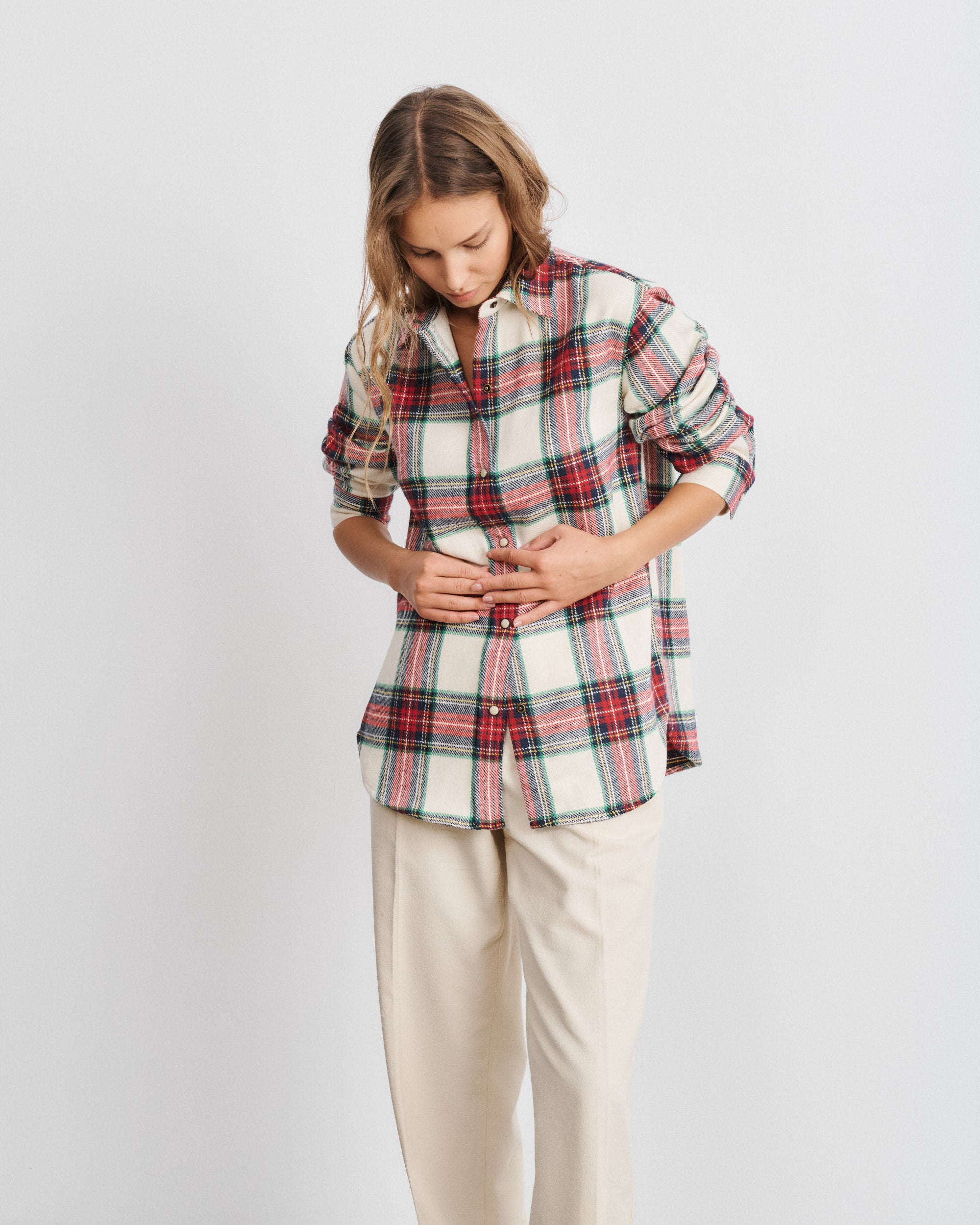 Zoey Red Tartan Cotton Flannel Overshirt