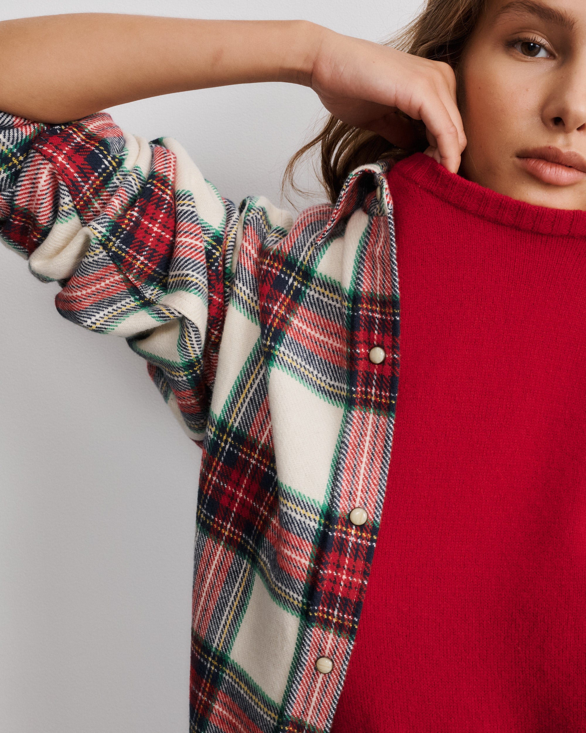 Zoey Red Tartan Cotton Flannel Overshirt