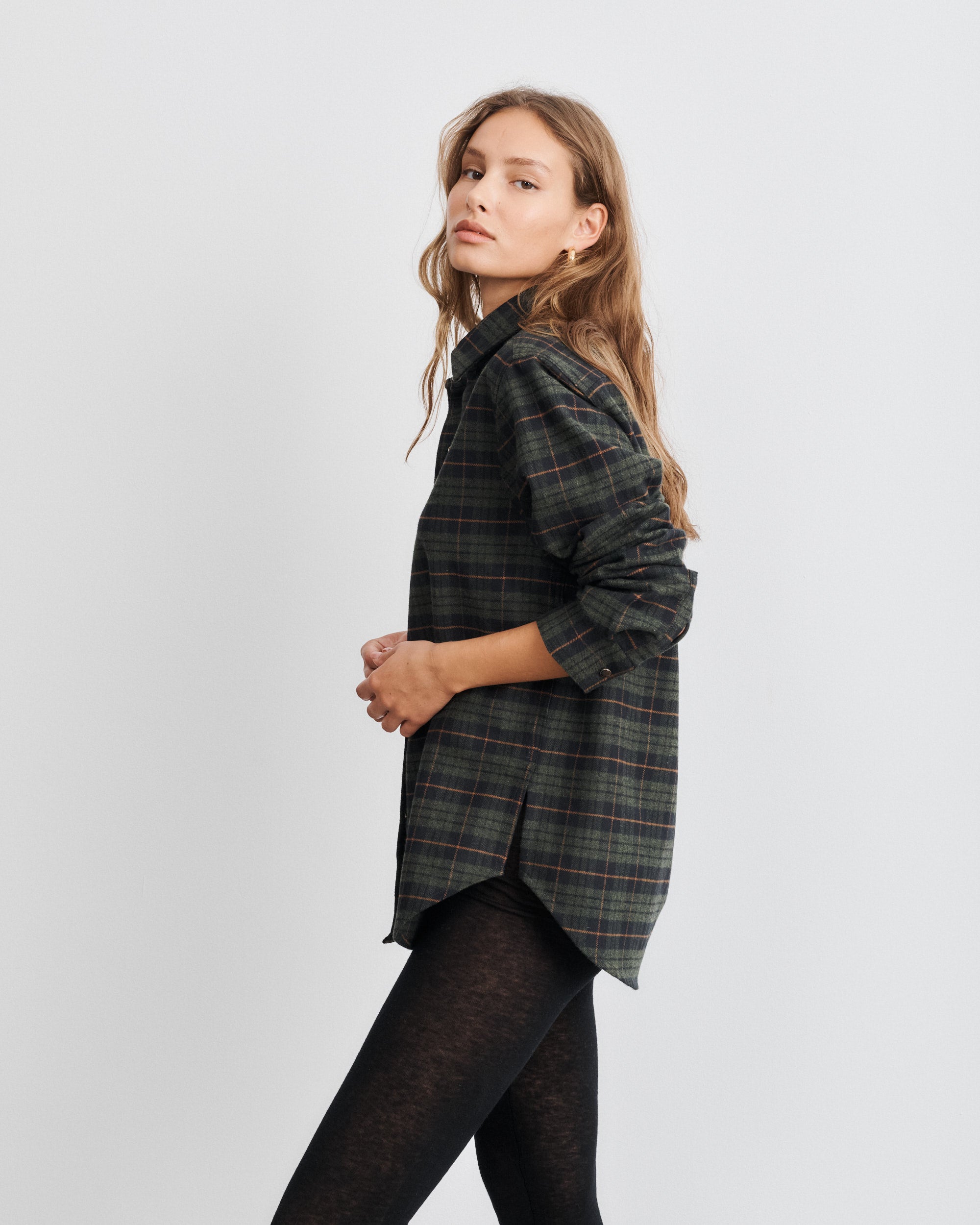 Surchemise en tartan vert sapin Zoey
