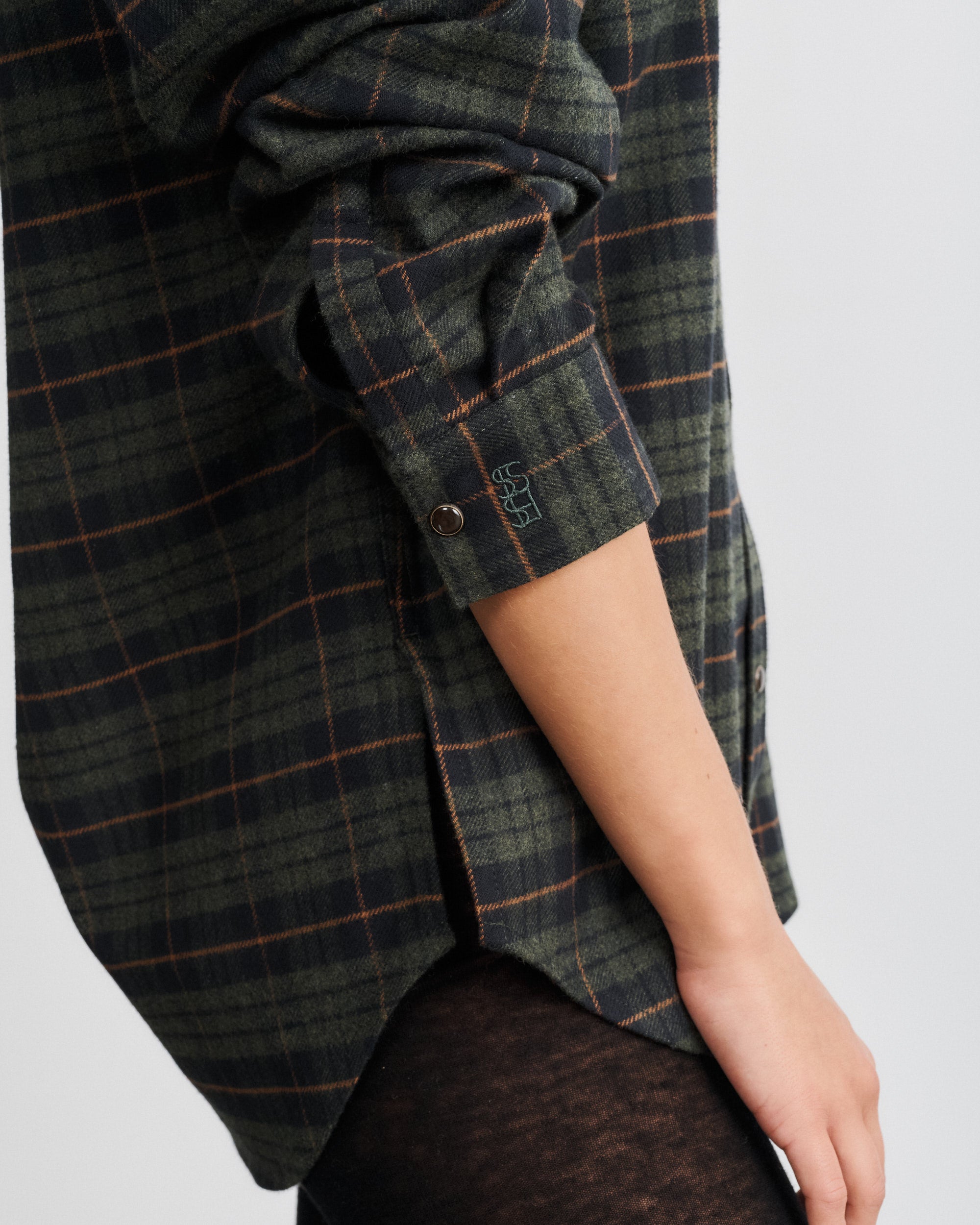 Zoey Fir Green Tartan Cotton Flannel Overshirt
