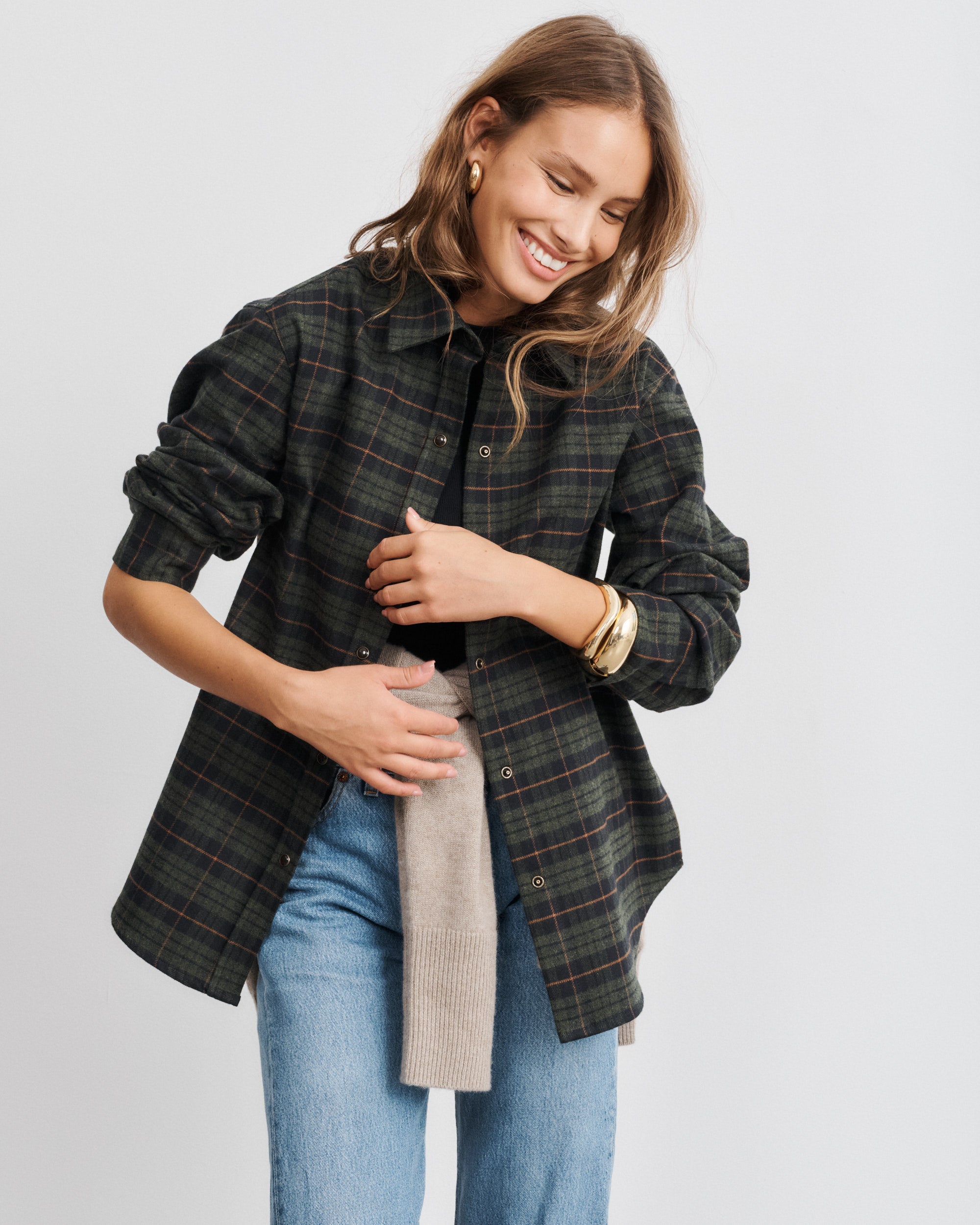 Surchemise en tartan vert sapin Zoey