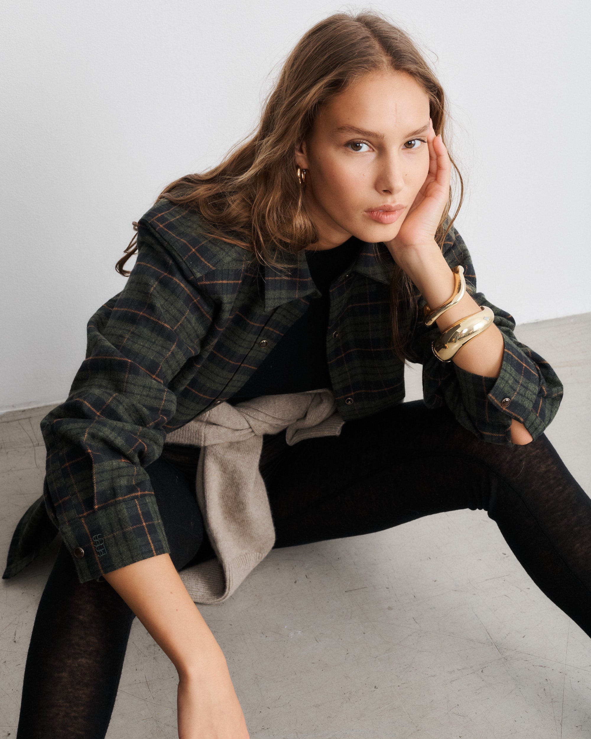 Zoey Fir Green Tartan Cotton Flannel Overshirt