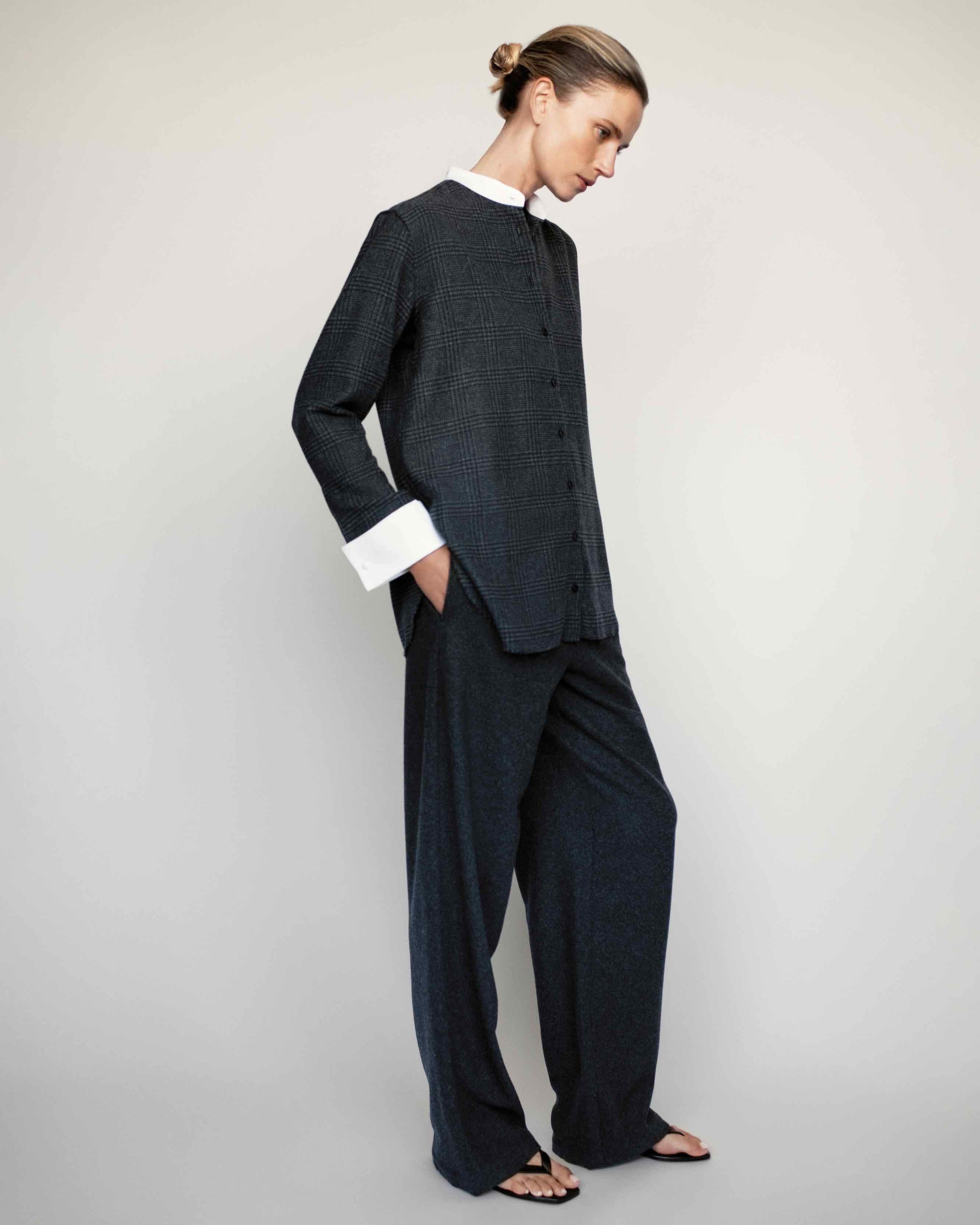 Pantalon en laine mélangée gris Lou