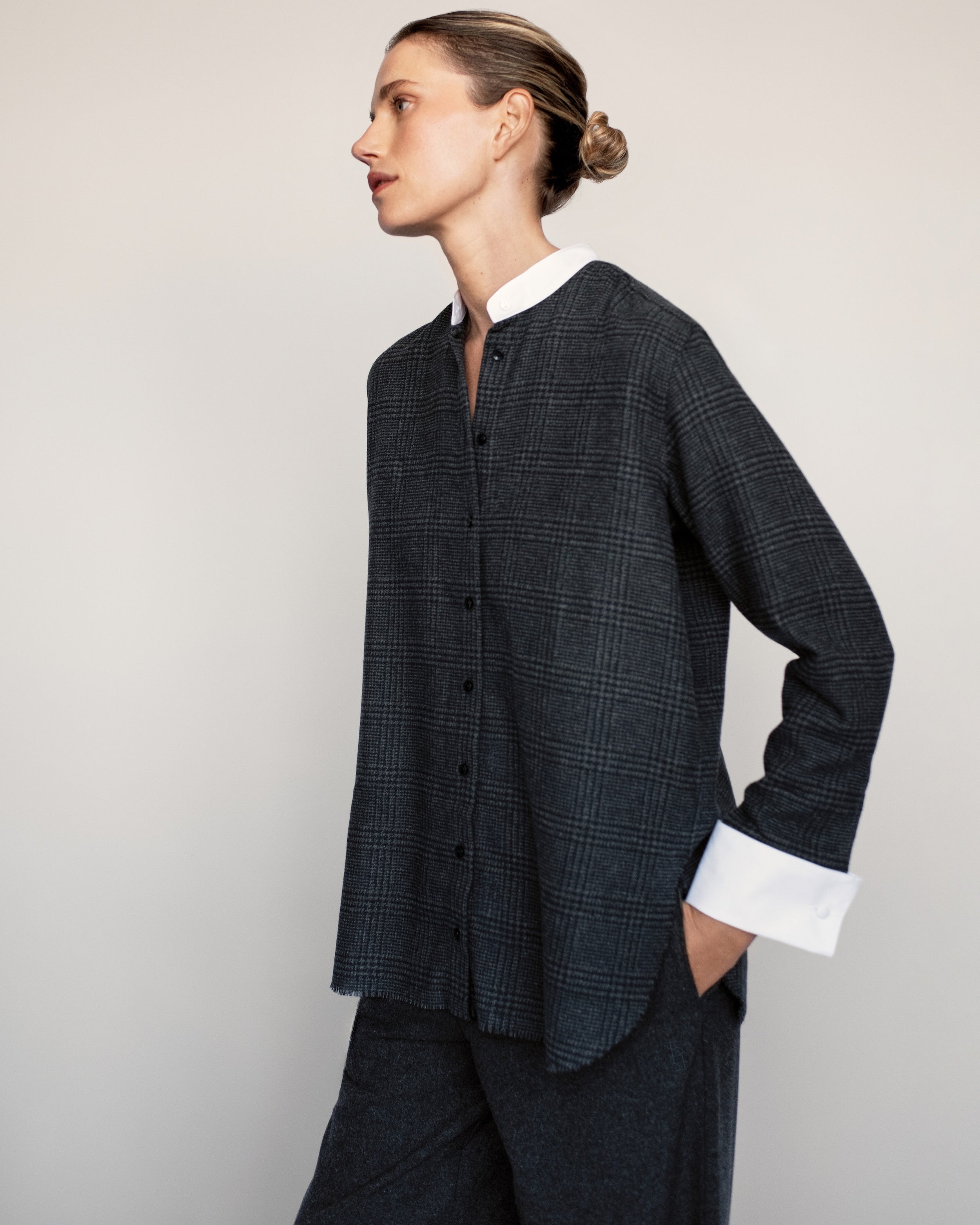 Prince of Wales wool blend shirt